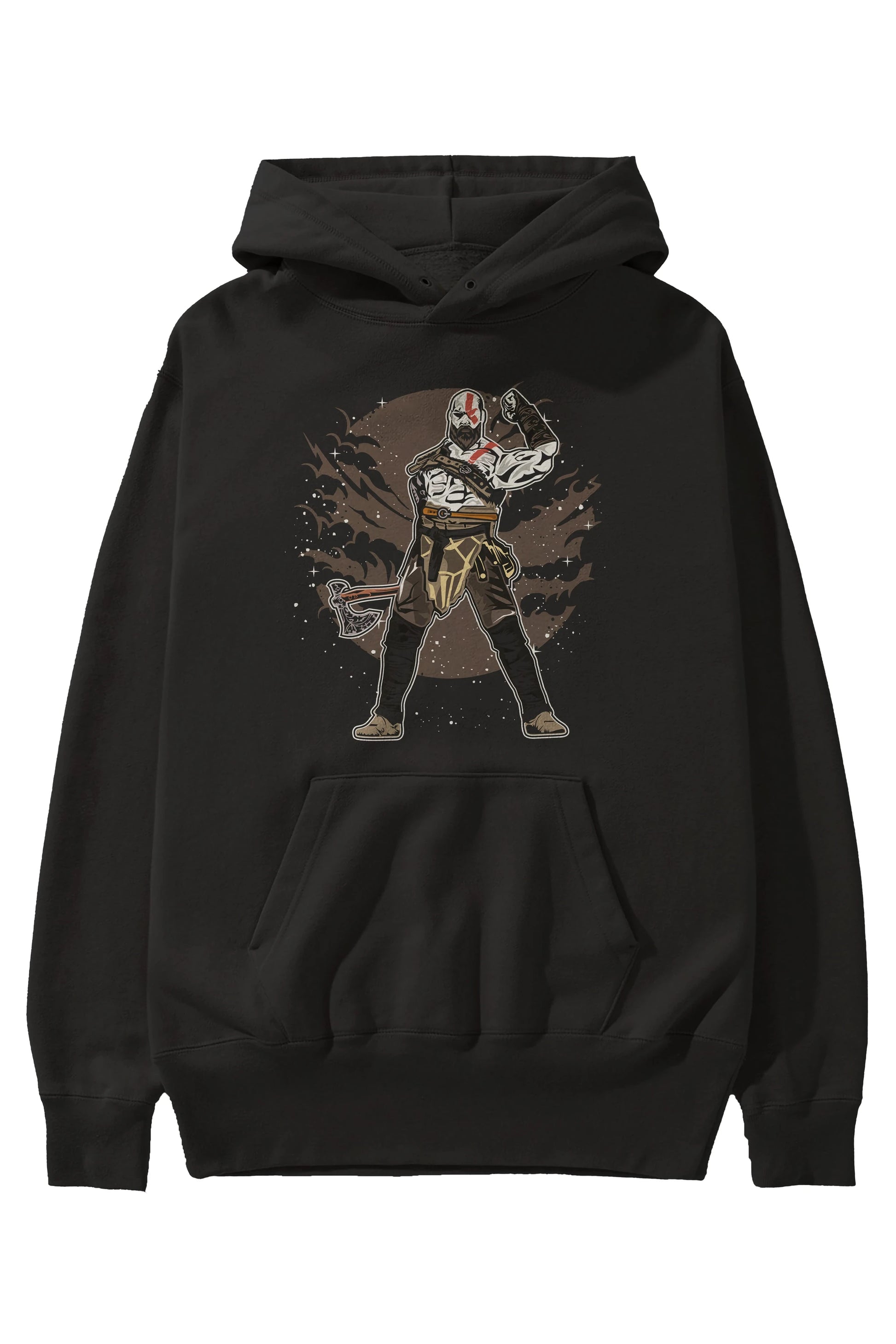 GOD OF WAR Ön Baskılı Hoodie Oversize Kapüşonlu Sweatshirt Erkek Kadın Unisex