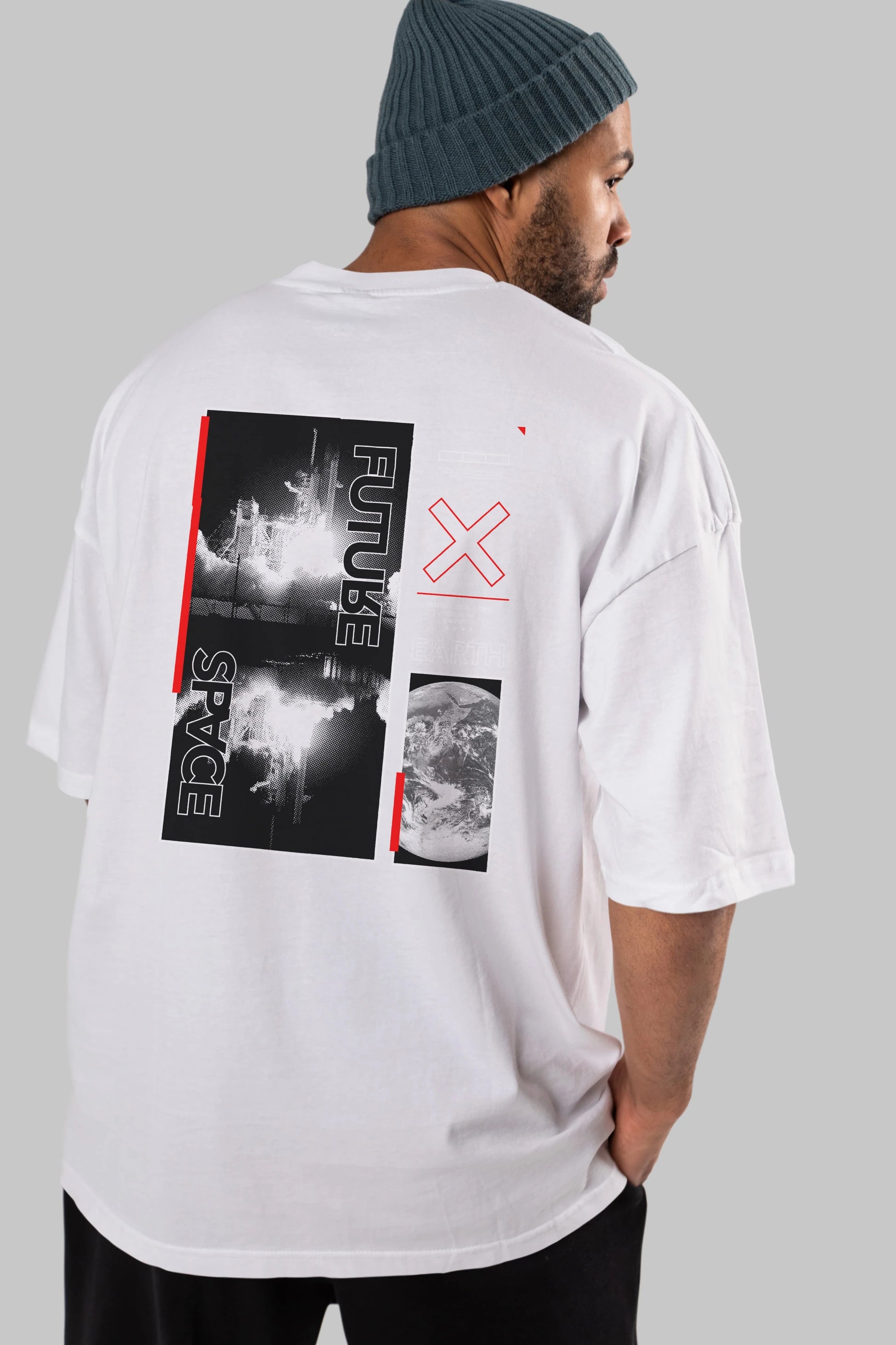 Future Space Arka Baskılı Oversize t-shirt Erkek Kadın Unisex