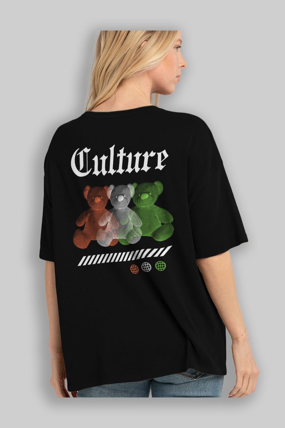 Culture Bear Arka Baskılı Oversize t-shirt Erkek Kadın Unisex