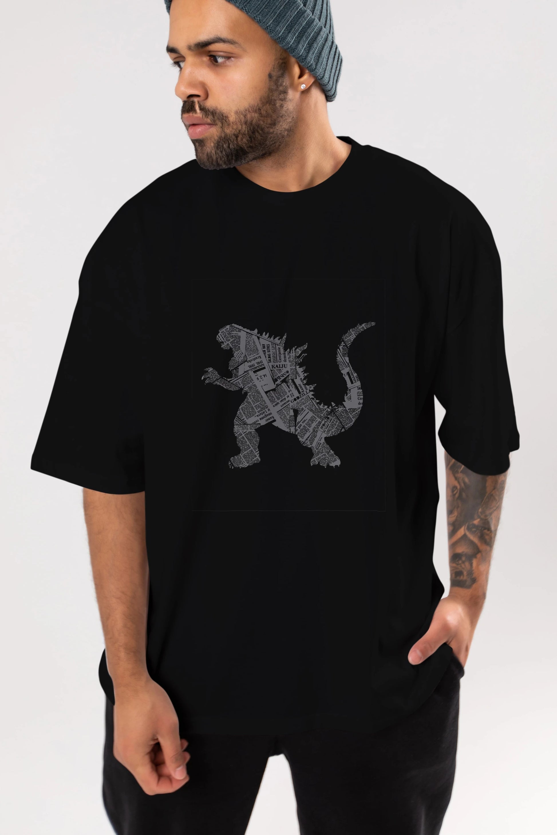 Kaiju Ön Baskılı Oversize t-shirt %100 pamuk Erkek Kadın Unisex