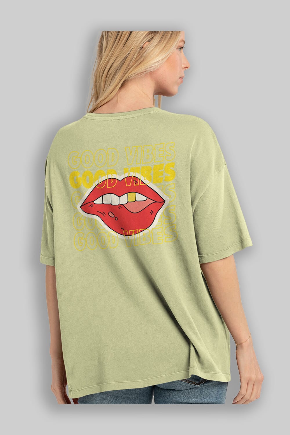 Good Vibes Yazılı 2 Arka Baskılı Oversize t-shirt Erkek Kadın Unisex