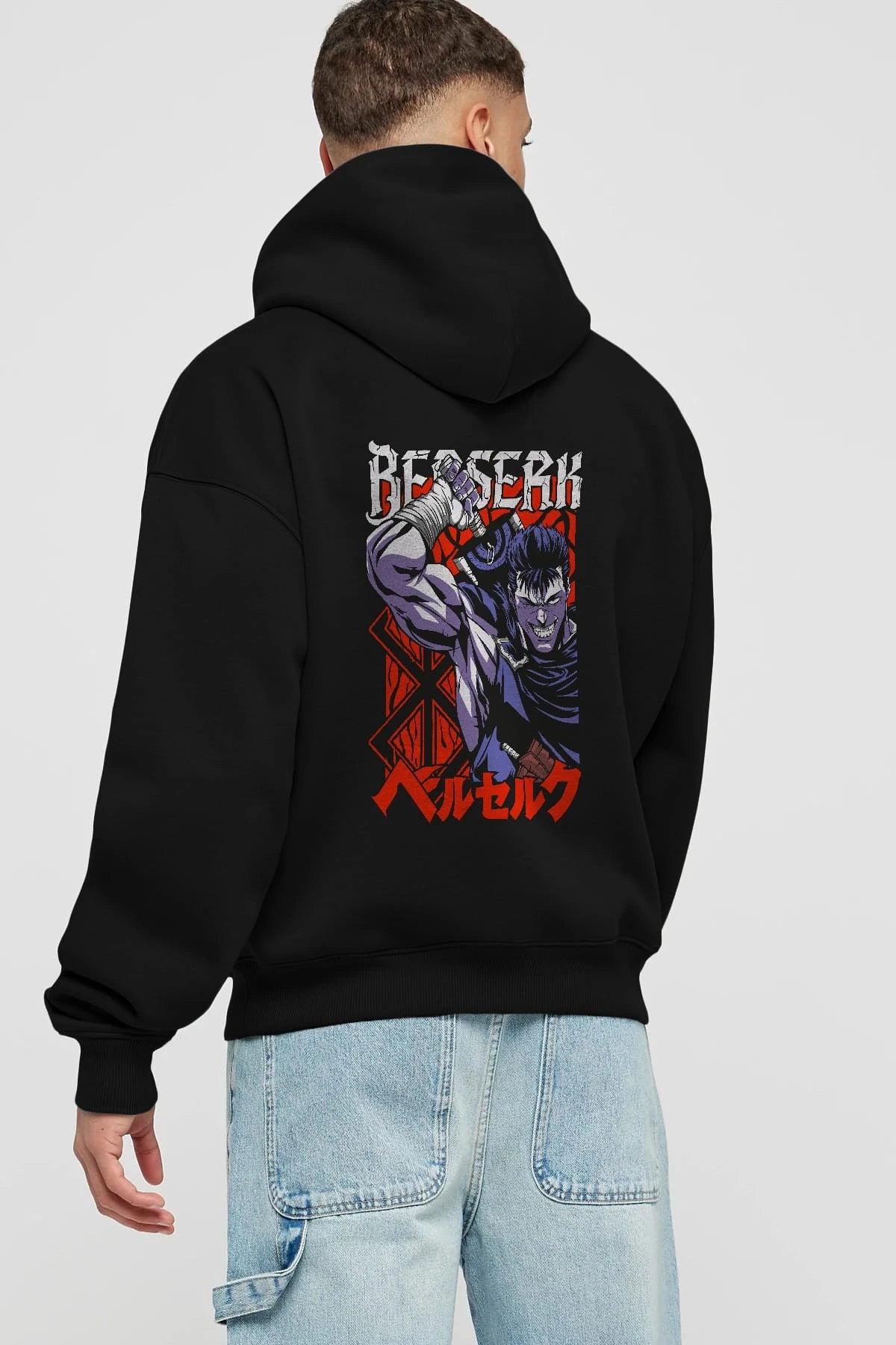GUTS berserk Anime Arka Baskılı Hoodie Oversize Kapüşonlu Sweatshirt Erkek Kadın Unisex