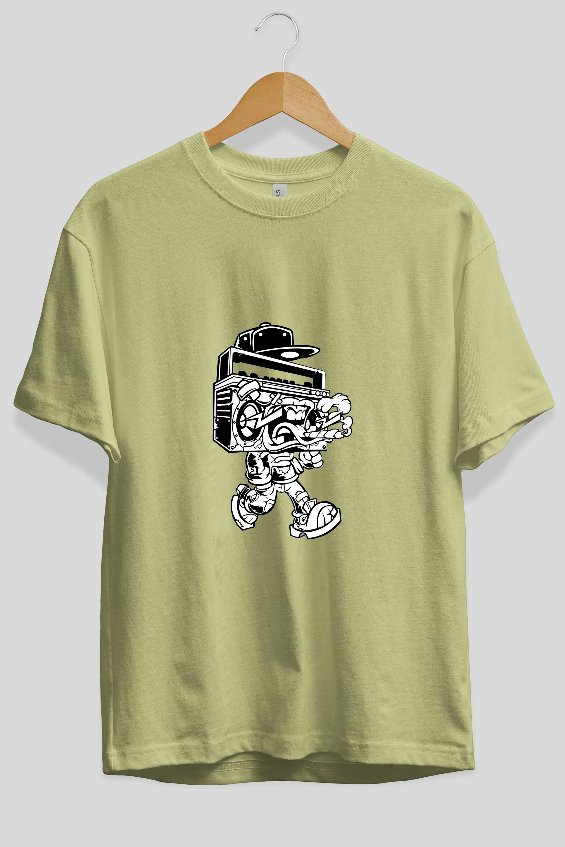 Boombox Ön Baskılı Oversize t-shirt Erkek Kadın Unisex %100 Pamuk tişort