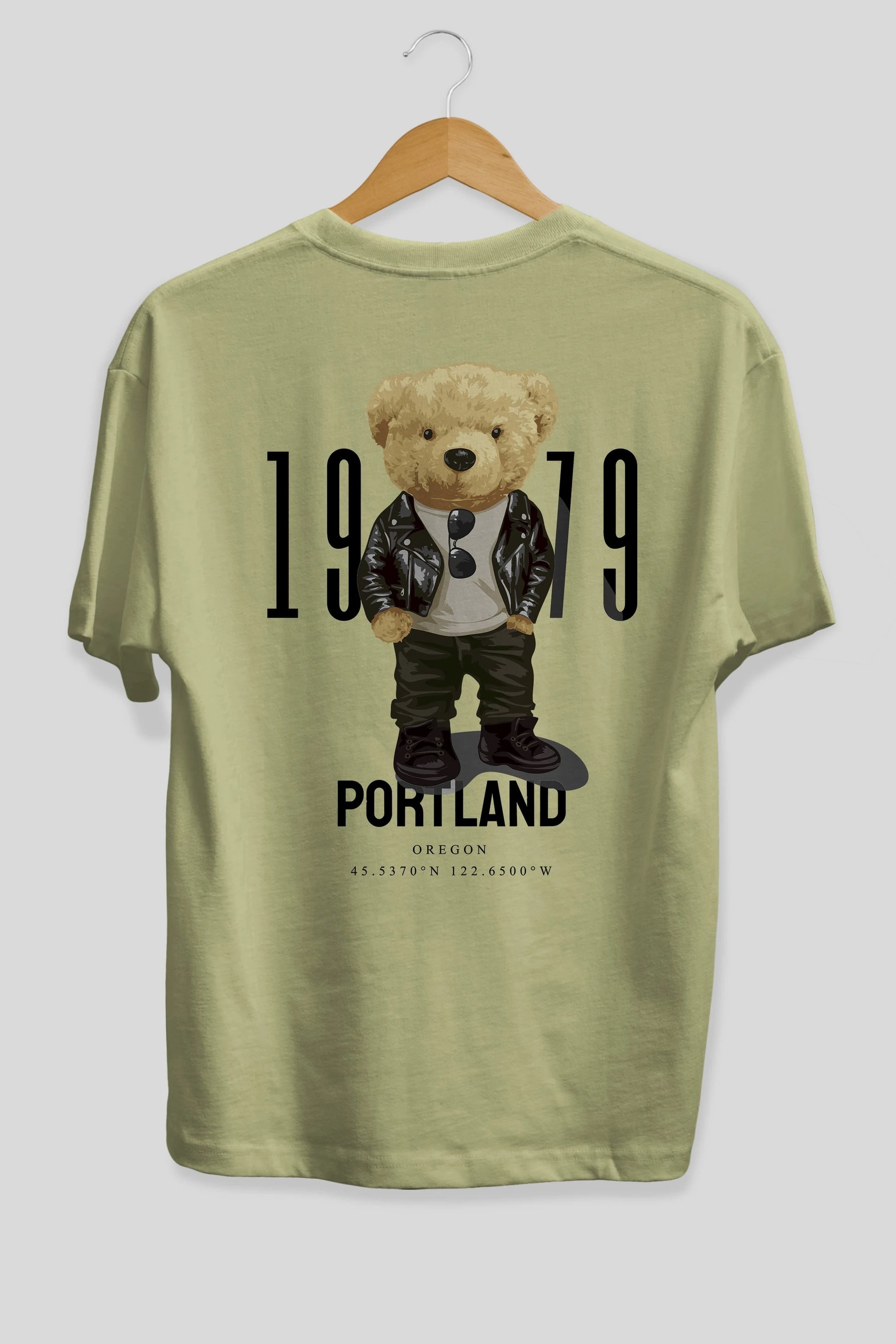Teddy Bear Portland Arka Baskılı Oversize t-shirt Erkek Kadın Unisex %100 Pamuk