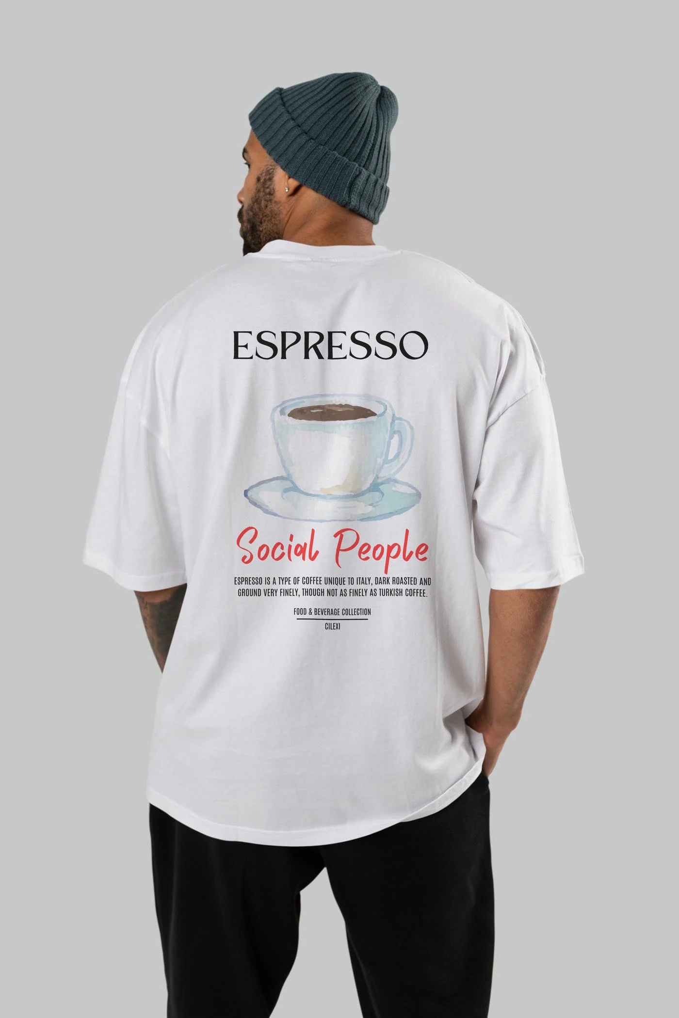 Espresso Kokteyl Serisi Baskılı Oversize t-shirt Erkek Kadın Unisex %100 Pamuk Bisiklet Yaka tişort