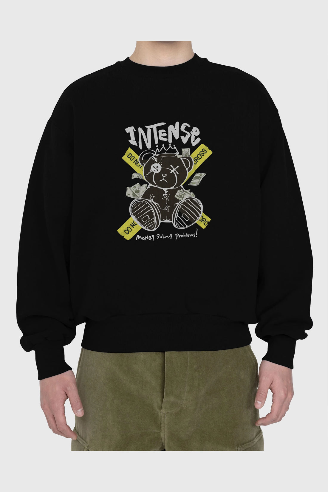 Teddy Bear intense Ön Baskılı Oversize Sweatshirt Erkek Kadın Unisex