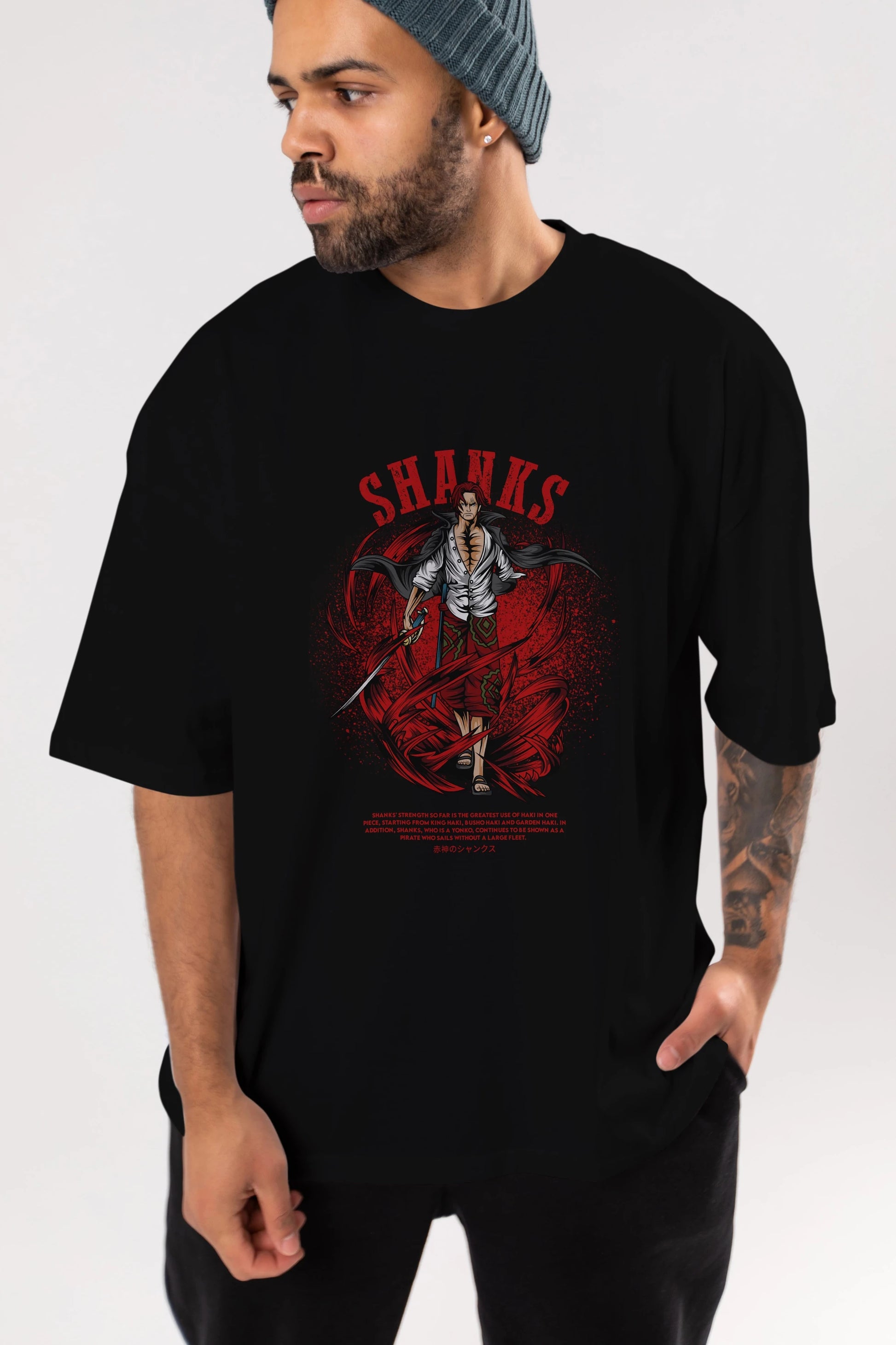 Shanks Anime Ön Baskılı Oversize t-shirt %100 pamuk Erkek Kadın Unisex