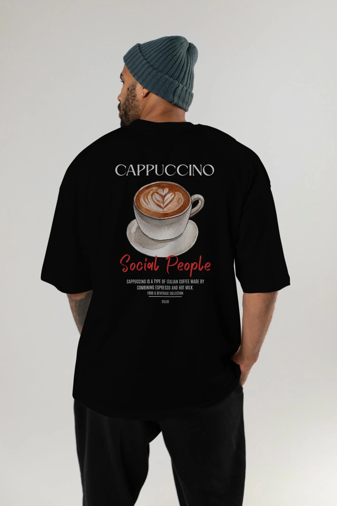 Cappuccino Kokteyl Serisi Baskılı Oversize t-shirt Erkek Kadın Unisex %100 Pamuk Bisiklet Yaka tişort