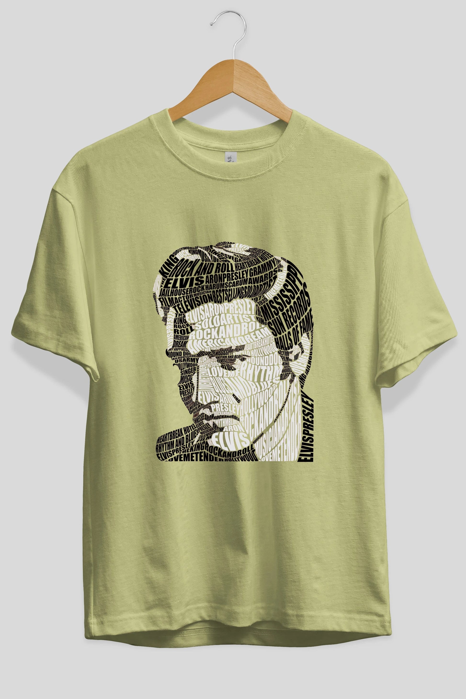 Elvis Presley Calligram Ön Baskılı Oversize t-shirt %100 pamuk Erkek Kadın Unisex