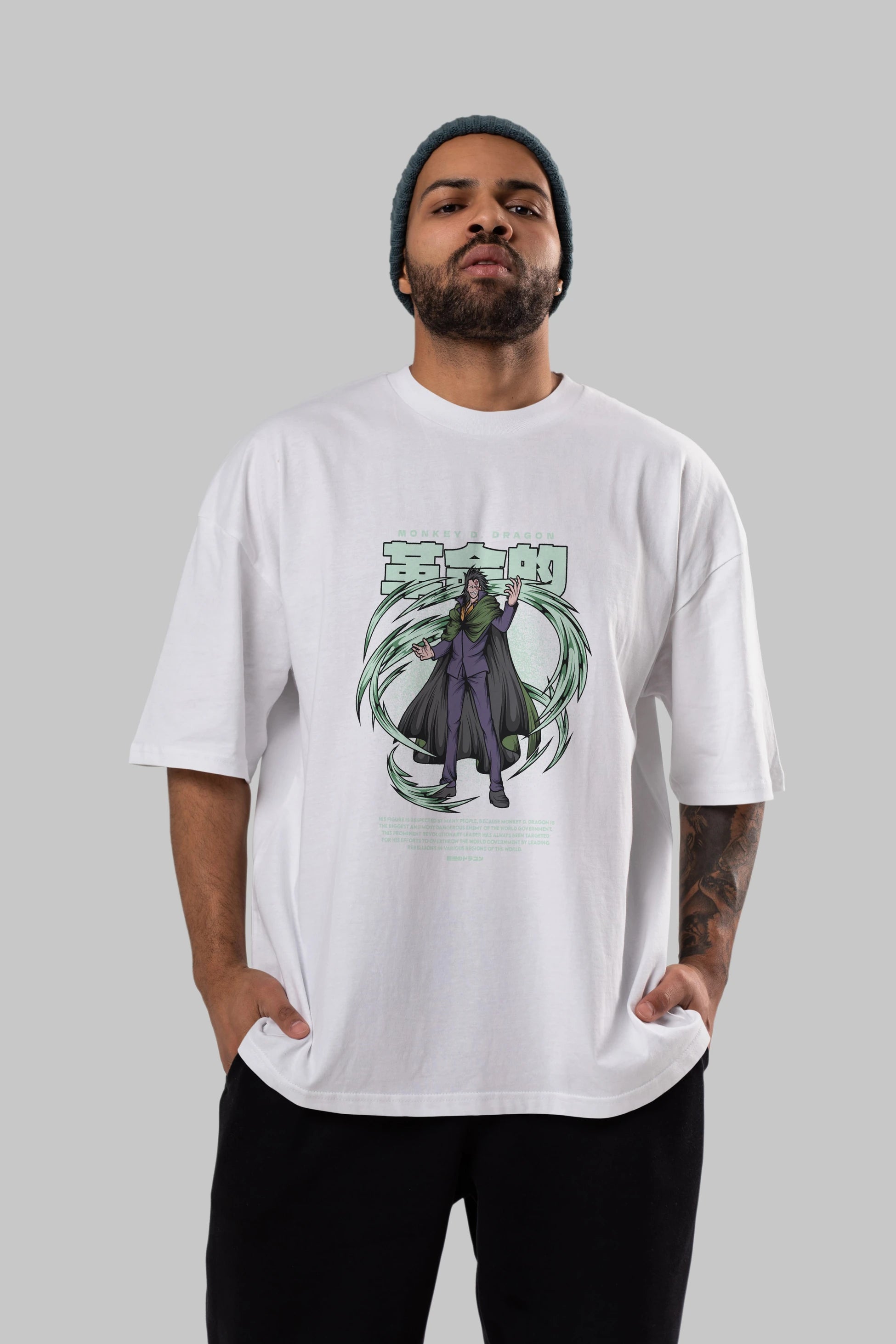 Monkey D. Dragon Anime Ön Baskılı Oversize t-shirt %100 pamuk Erkek Kadın Unisex