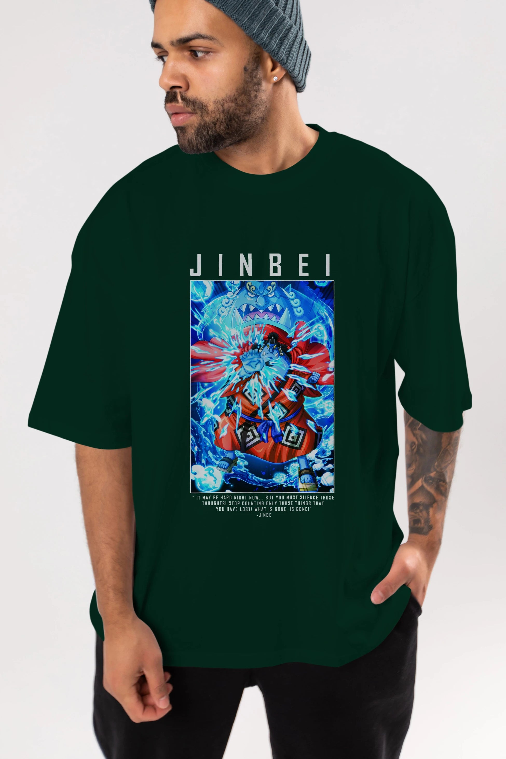Jinbei Anime Ön Baskılı Oversize t-shirt Erkek Kadın Unisex