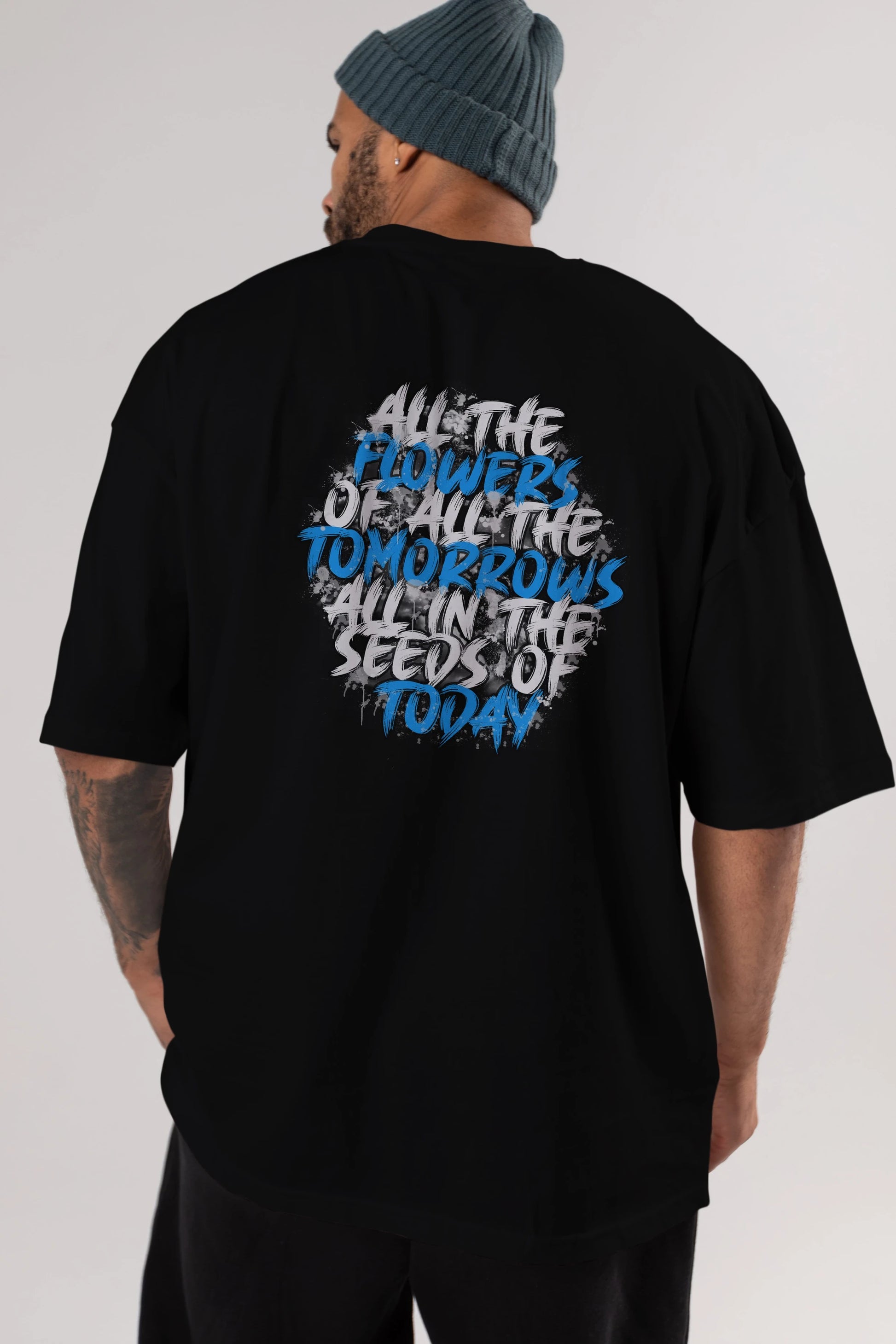All The Flowers Arka Baskılı Oversize t-shirt Erkek Kadın Unisex