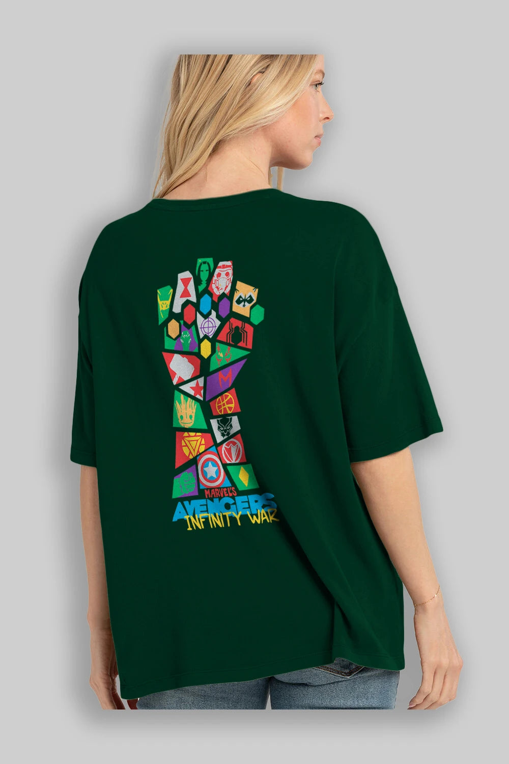 The Avengers Arka Baskılı Oversize t-shirt Erkek Kadın Unisex %100 Pamuk Bisiklet Yaka tişort
