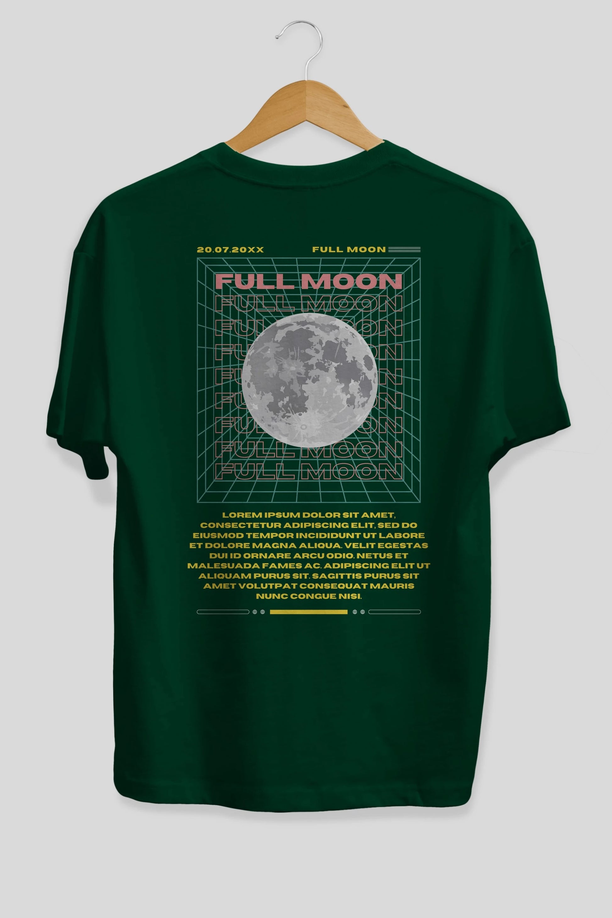 Full Moon Yazılı Arka Baskılı Oversize t-shirt Erkek Kadın Unisex