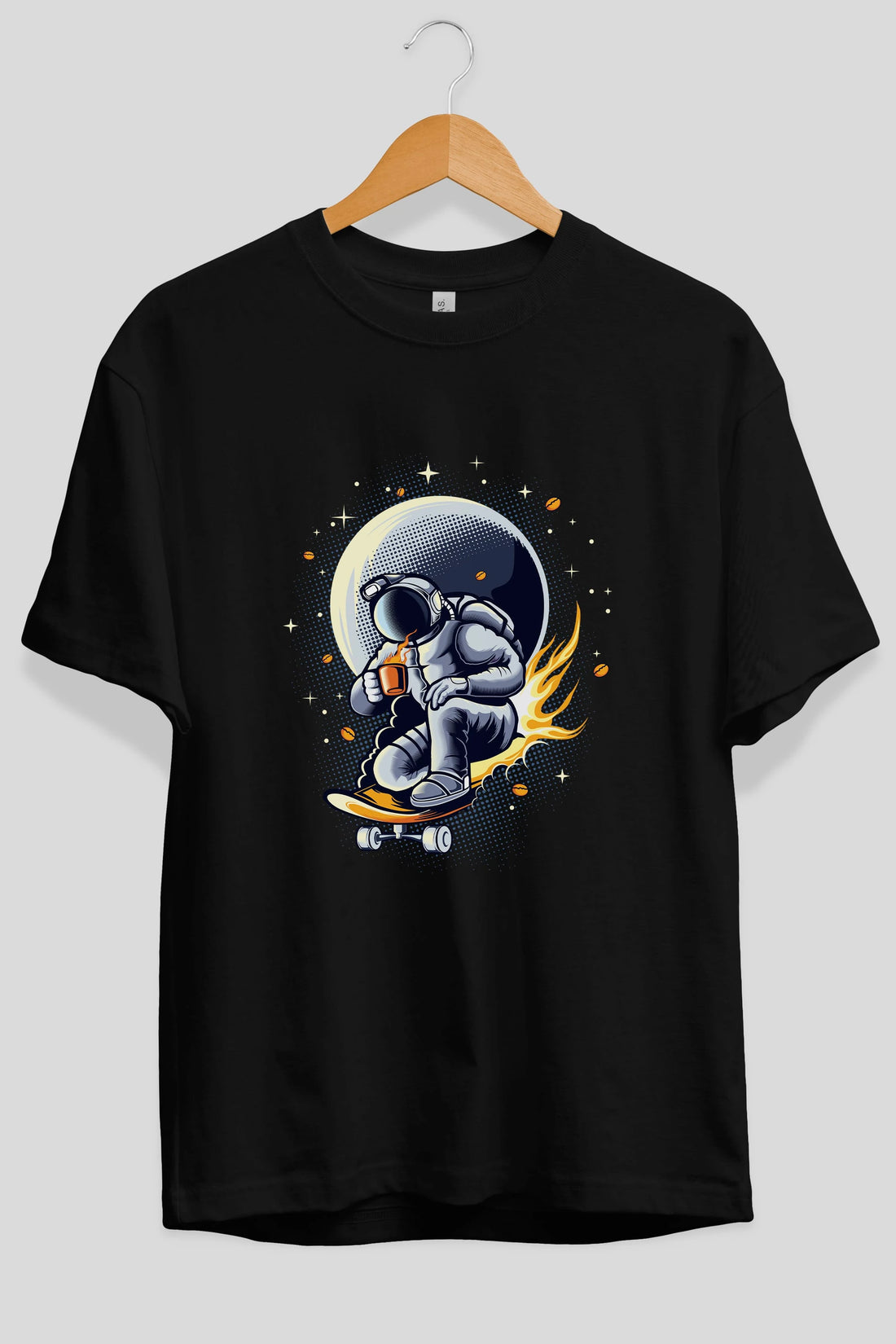 Astro Coffee Addict Ön Baskılı Oversize t-shirt Erkek Kadın Unisex
