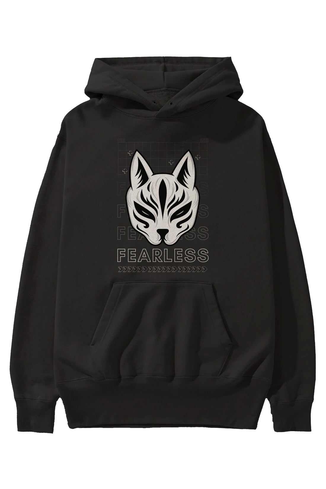 Fearless Yazılı Ön Baskılı Oversize Hoodie Kapüşonlu Sweatshirt Erkek Kadın Unisex