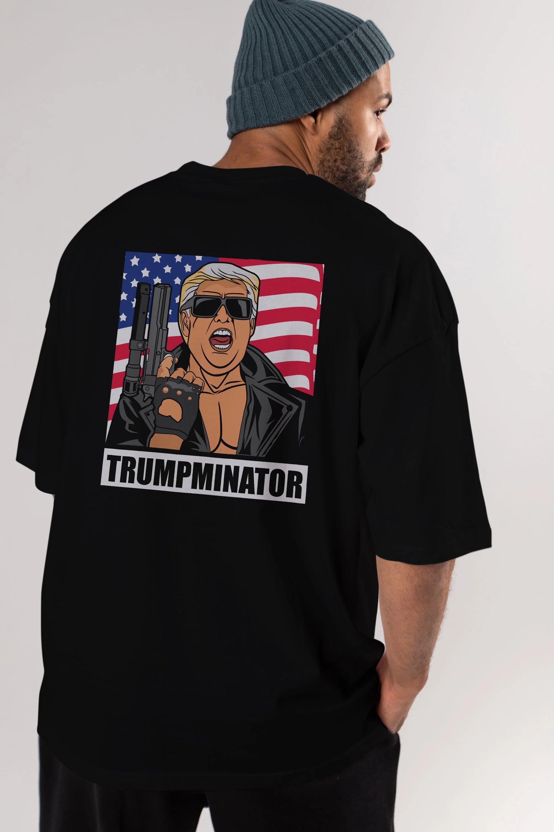 Trumpminator Arka Baskılı Oversize t-shirt Erkek Kadın Unisex %100 Pamuk tişort