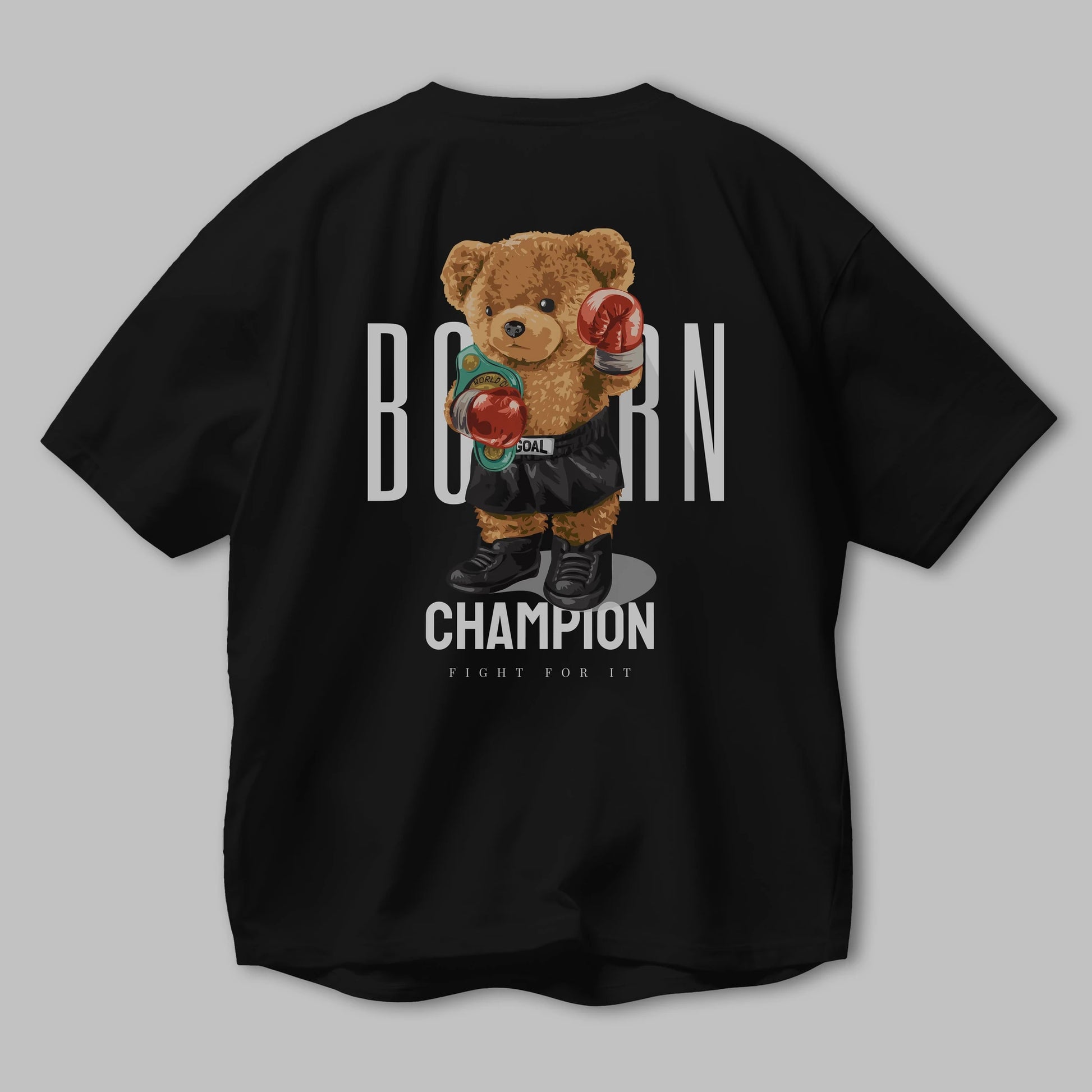 Teddy Bear Champion Arka Baskılı Oversize t-shirt Erkek Kadın Unisex %100 Pamuk