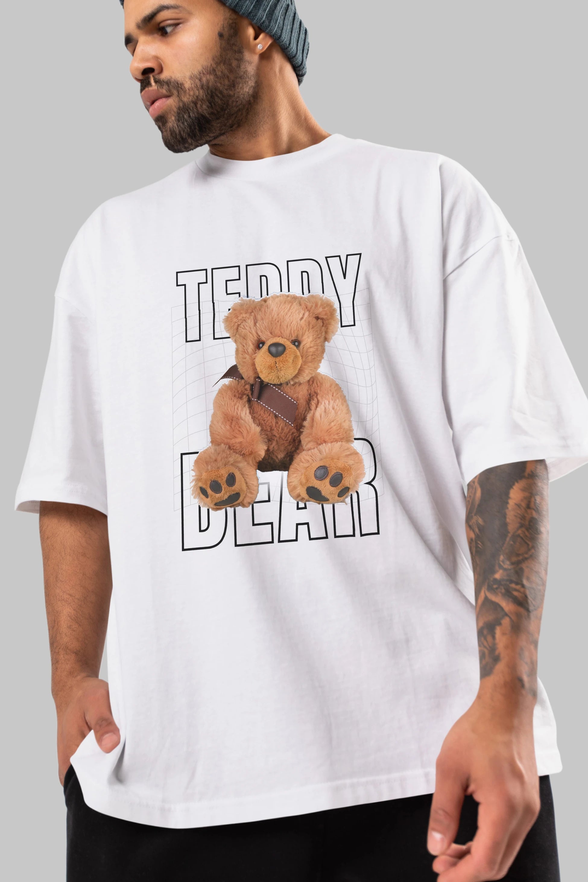 Teddy Bear Yazılı Ön Baskılı Oversize t-shirt Erkek Kadın Unisex