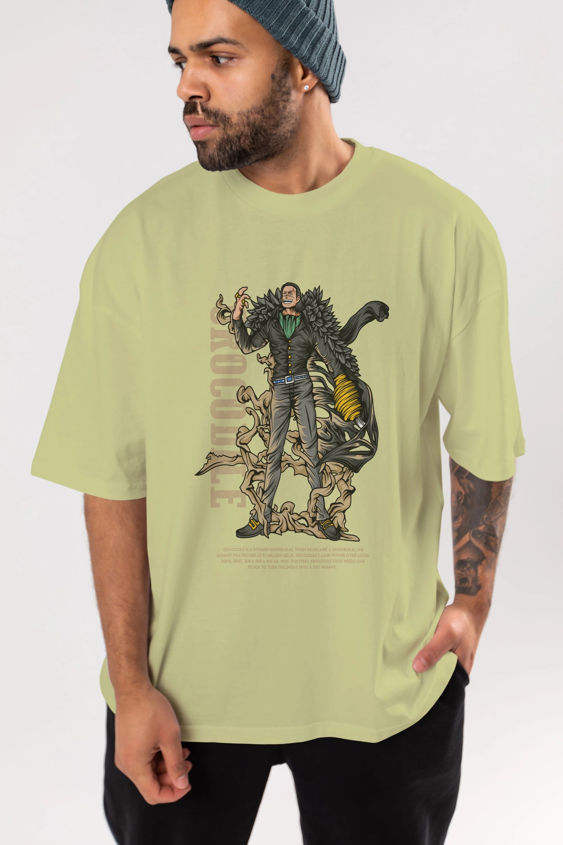 Crocodile Anime Ön Baskılı Oversize t-shirt %100 pamuk Erkek Kadın Unisex
