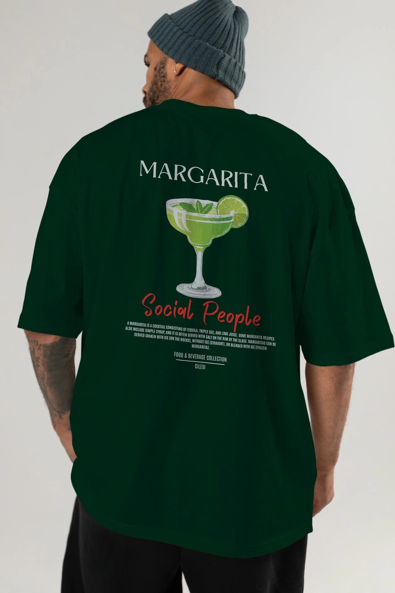 Margarita Kokteyl Serisi Baskılı Oversize t-shirt Erkek Kadın Unisex %100 Pamuk Bisiklet Yaka tişort
