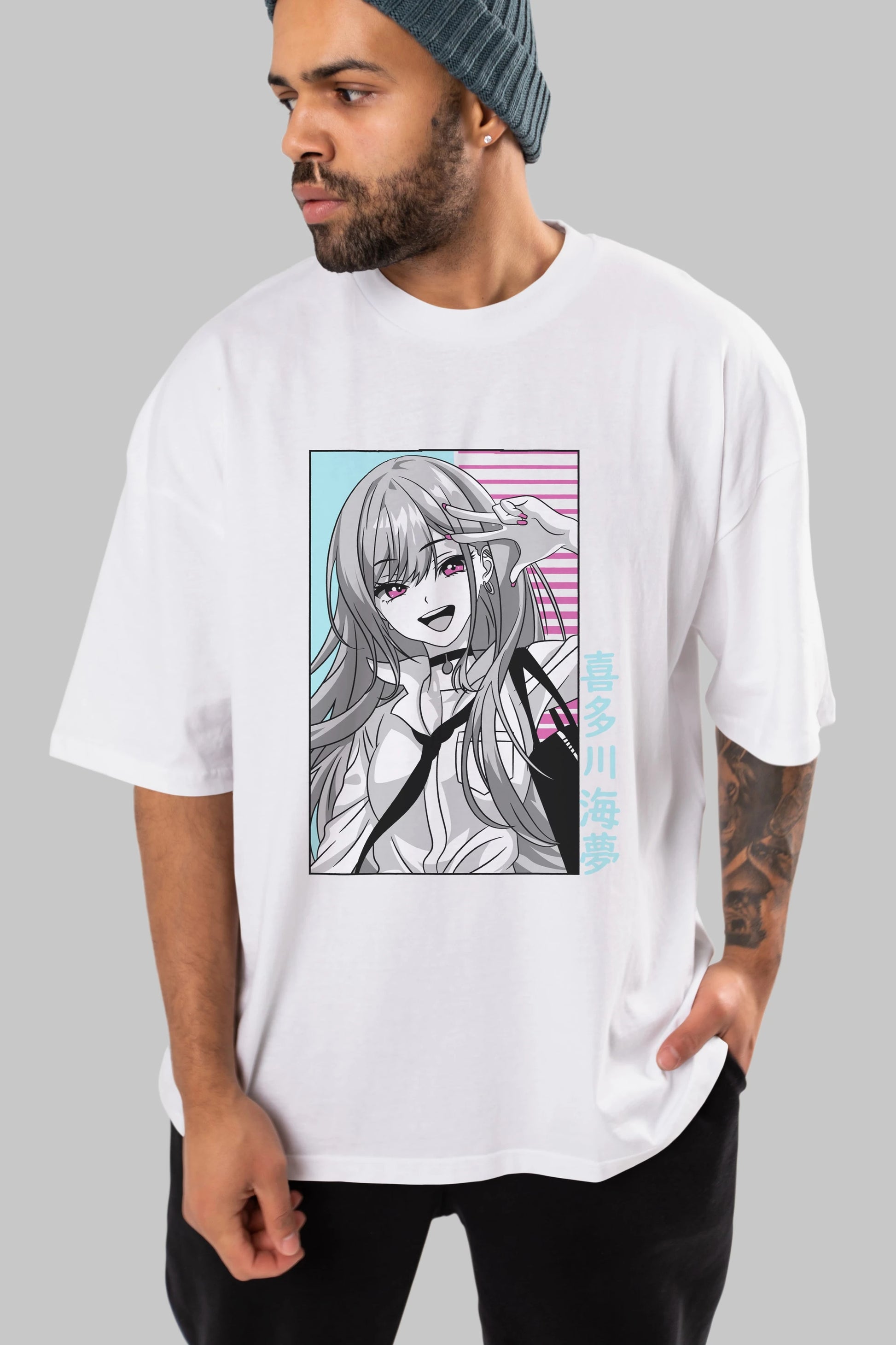 Marin Kitagawa 1 Anime Ön Baskılı Oversize t-shirt %100 pamuk Erkek Kadın Unisex
