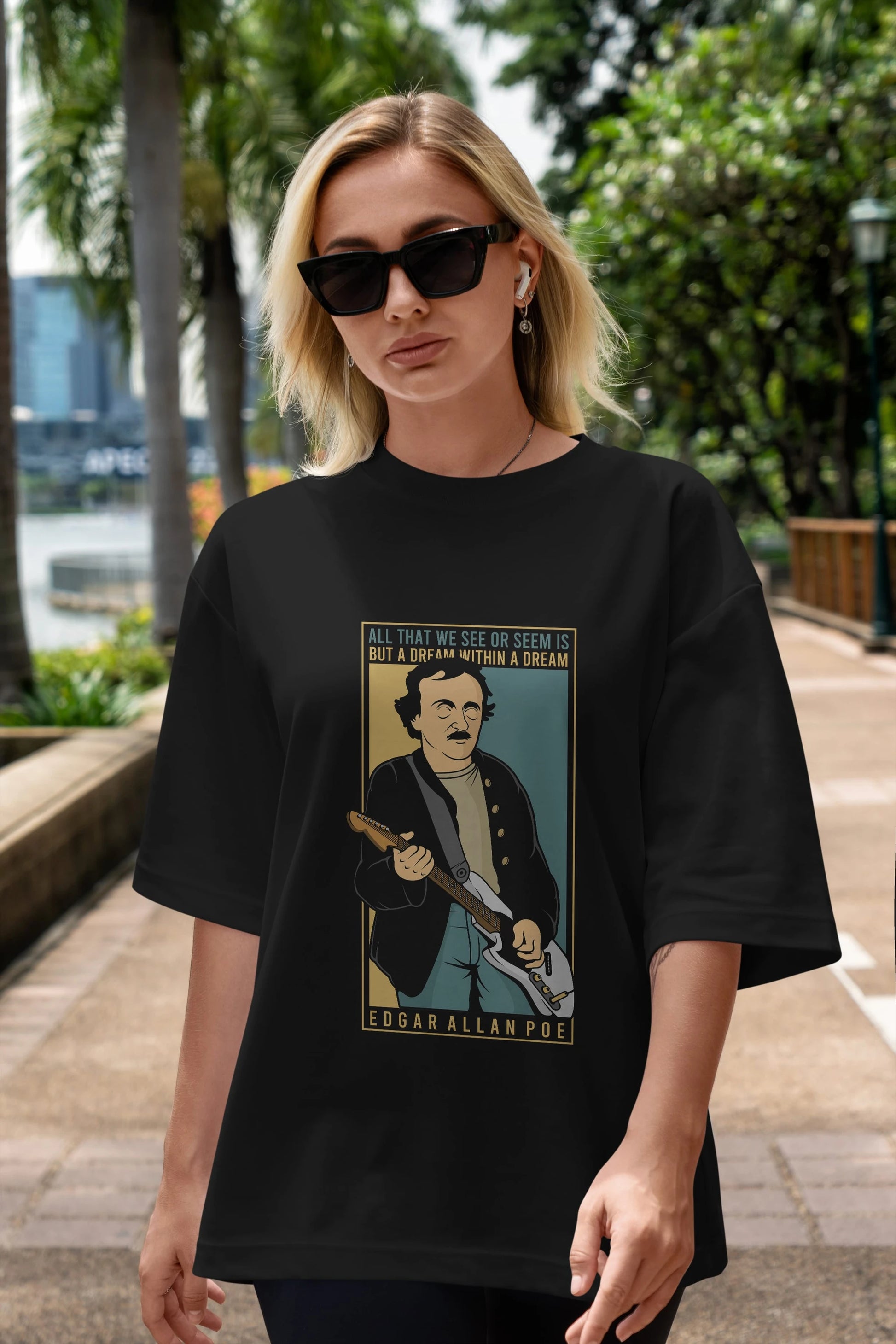 Edgar Alan Cobain Ön Baskılı Oversize t-shirt Erkek Kadın Unisex %100 Pamuk tişort