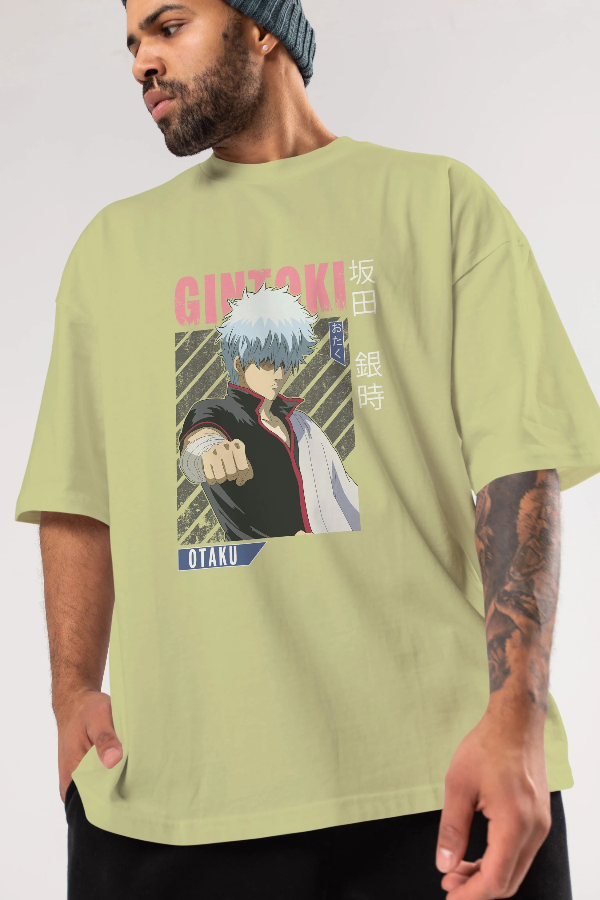 Gintoki Sakata GINTAMA 2 Anime Ön Baskılı Oversize t-shirt %100 pamuk Erkek Kadın Unisex