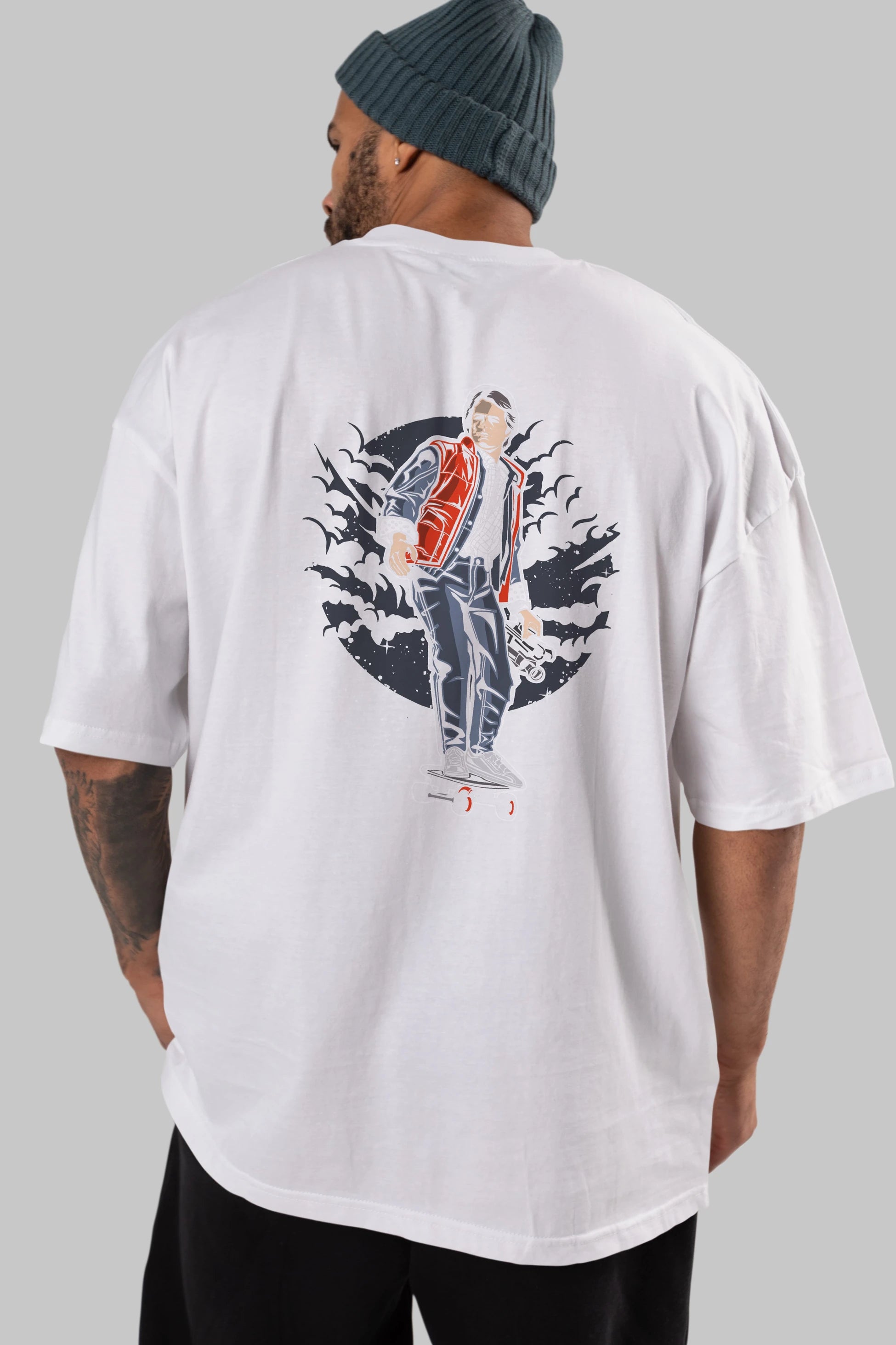 MARTY Arka Baskılı Oversize t-shirt Erkek Kadın Unisex %100 Pamuk