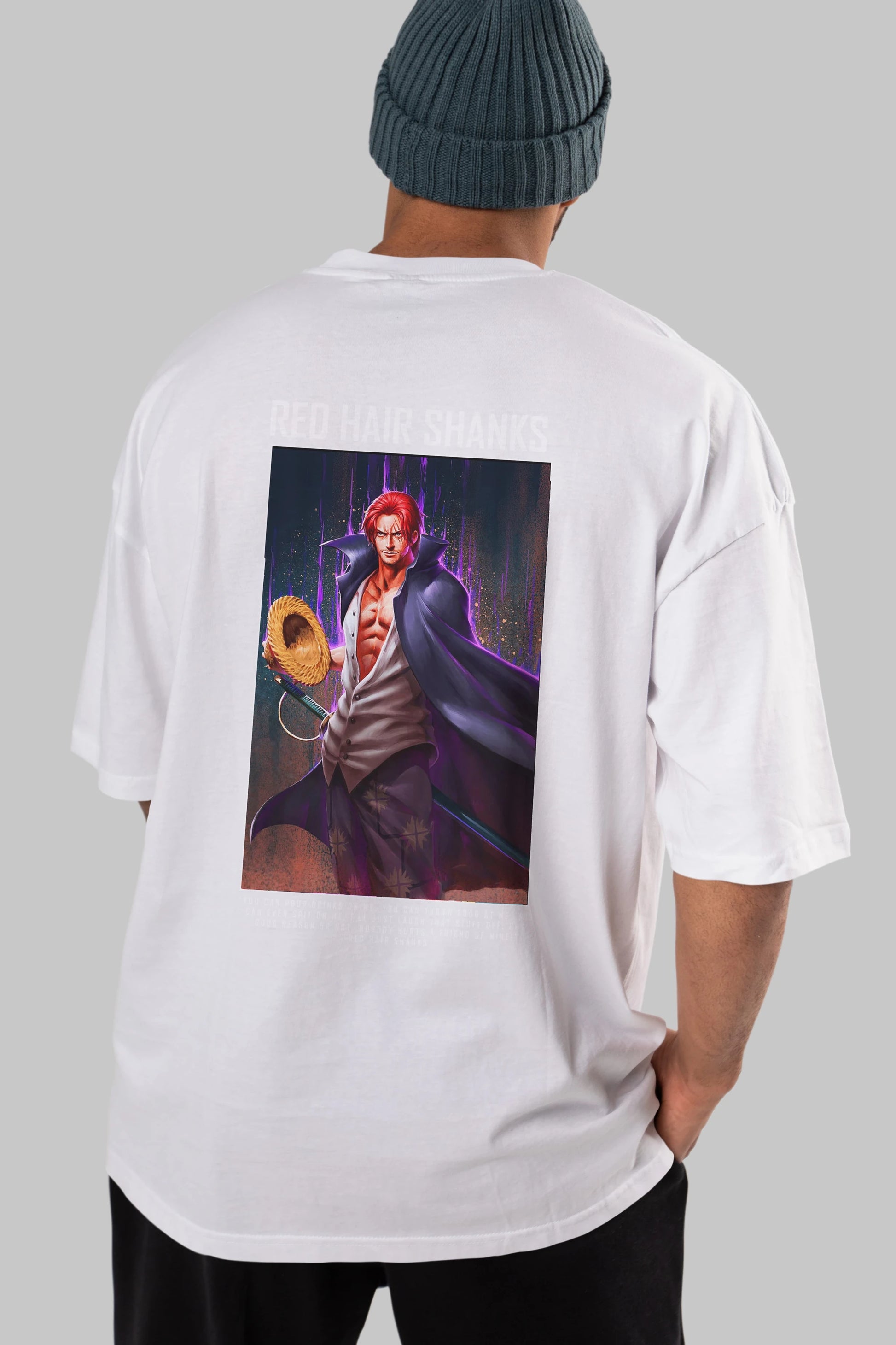 Shanks Anime Arka Baskılı Oversize t-shirt Erkek Kadın Unisex %100 pamuk tişort