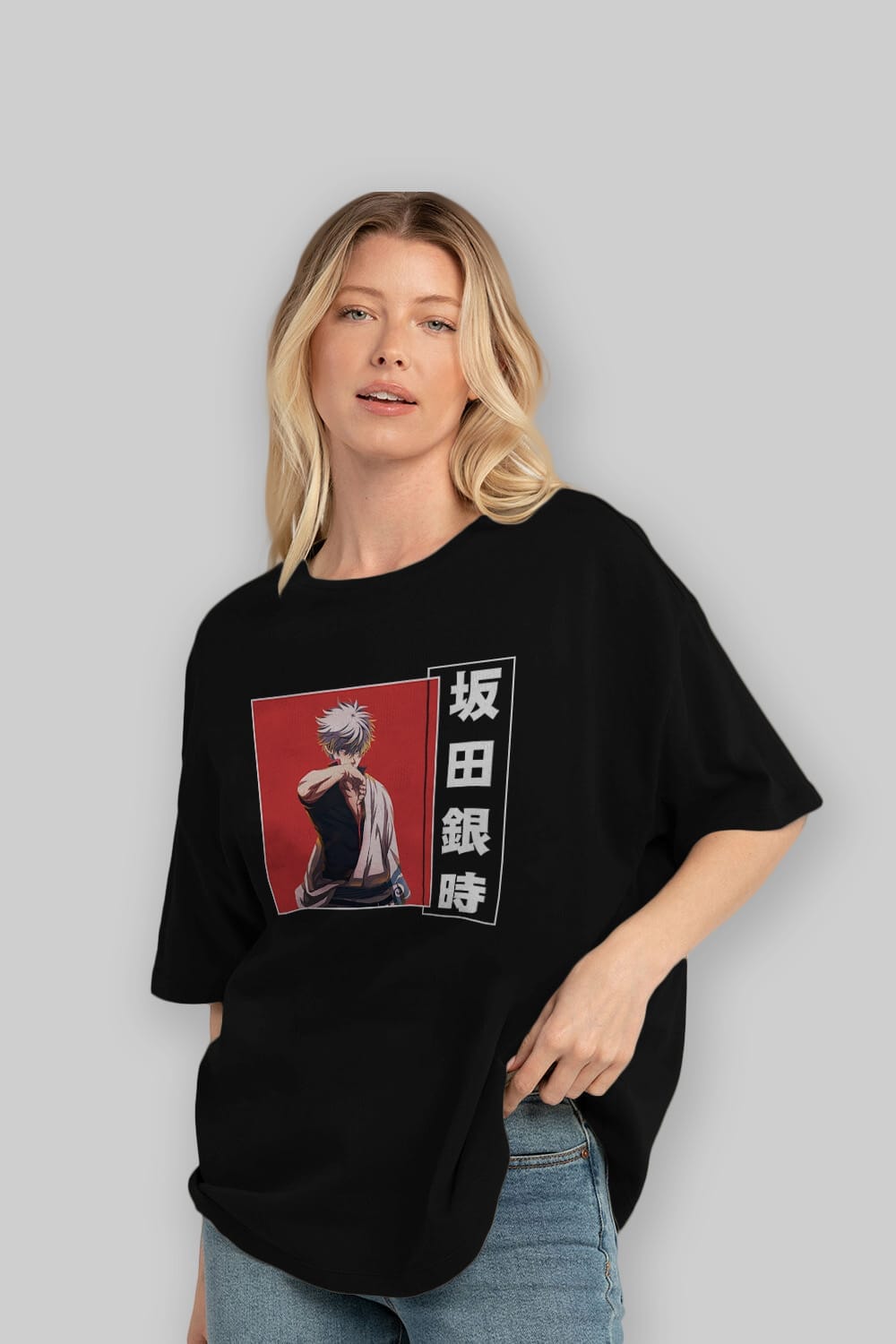 Gintoki Sakata GINTAMA 1 Anime Ön Baskılı Oversize t-shirt %100 pamuk Erkek Kadın Unisex