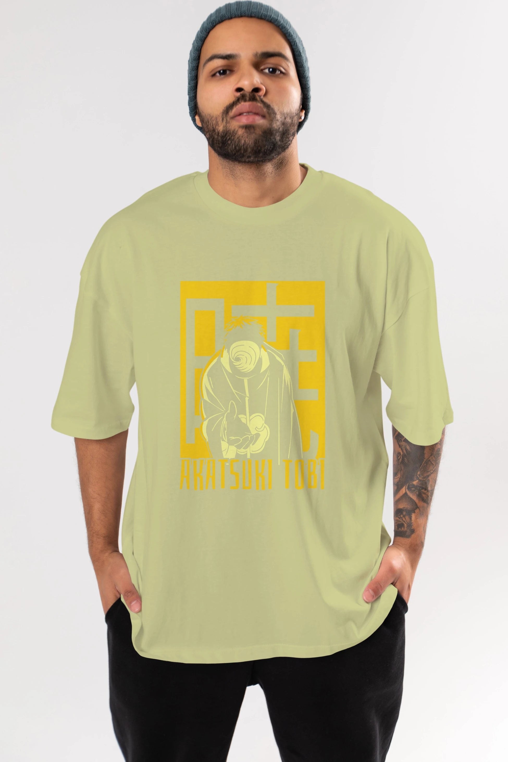 AKATSUKI OBITO NARUTO Anime Ön Baskılı Oversize t-shirt %100 pamuk Erkek Kadın Unisex