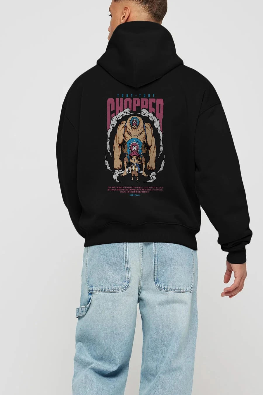 Tony Tony Chopper Anime Arka Baskılı Hoodie Oversize Kapüşonlu Sweatshirt Erkek Kadın Unisex