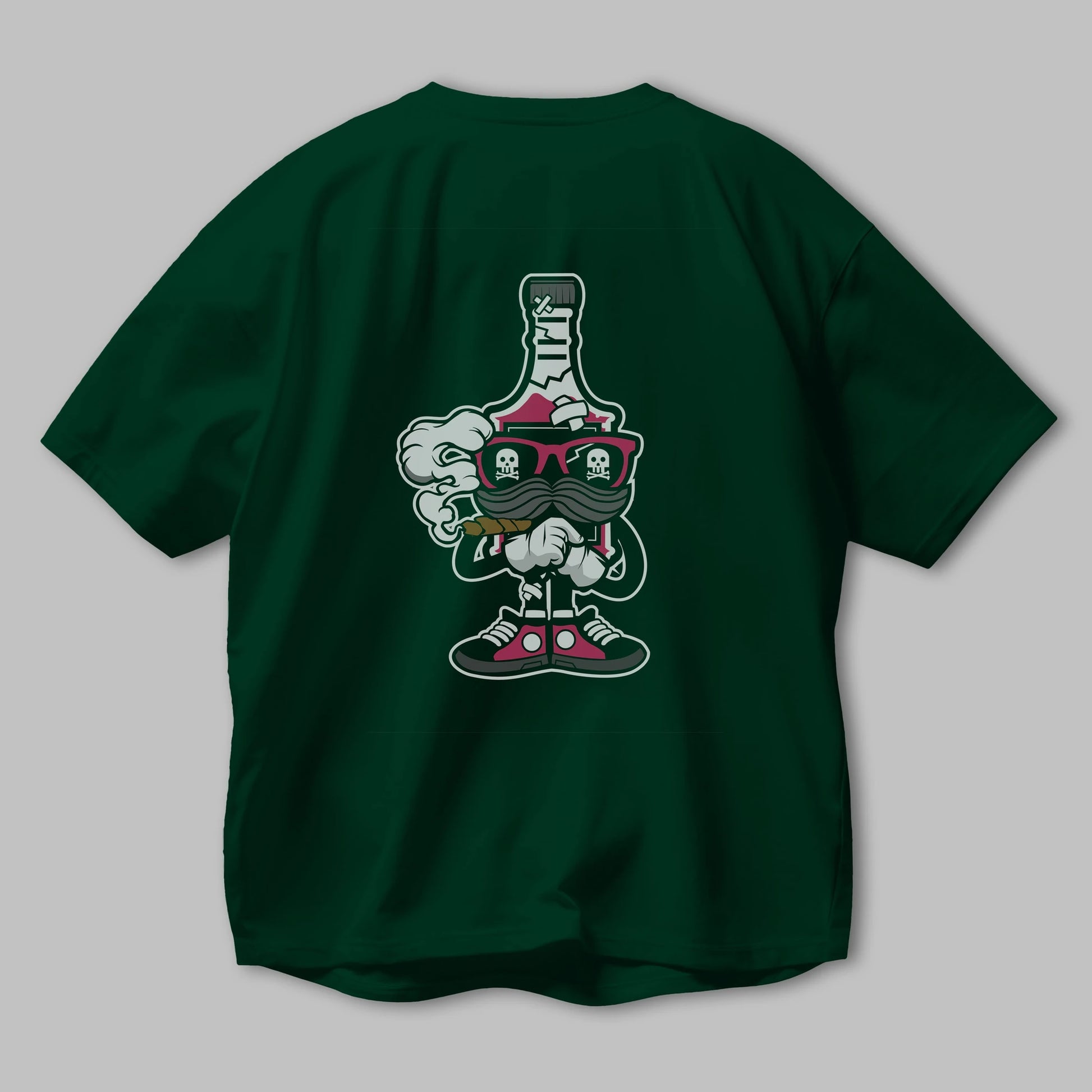 Vodka Bottle Arka Baskılı Oversize t-shirt Erkek Kadın Unisex %100 Pamuk tişort