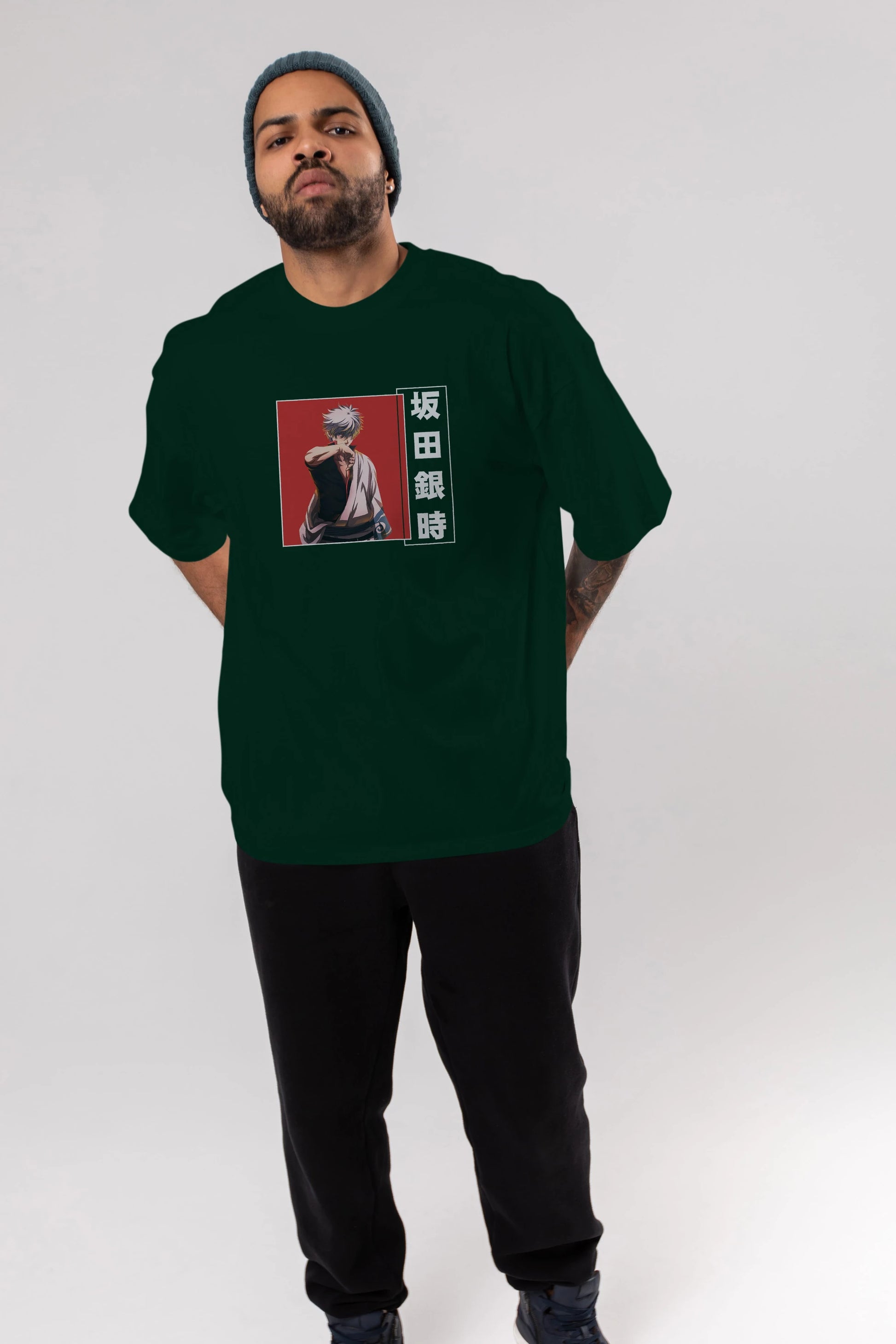 Gintoki Sakata GINTAMA 1 Anime Ön Baskılı Oversize t-shirt %100 pamuk Erkek Kadın Unisex