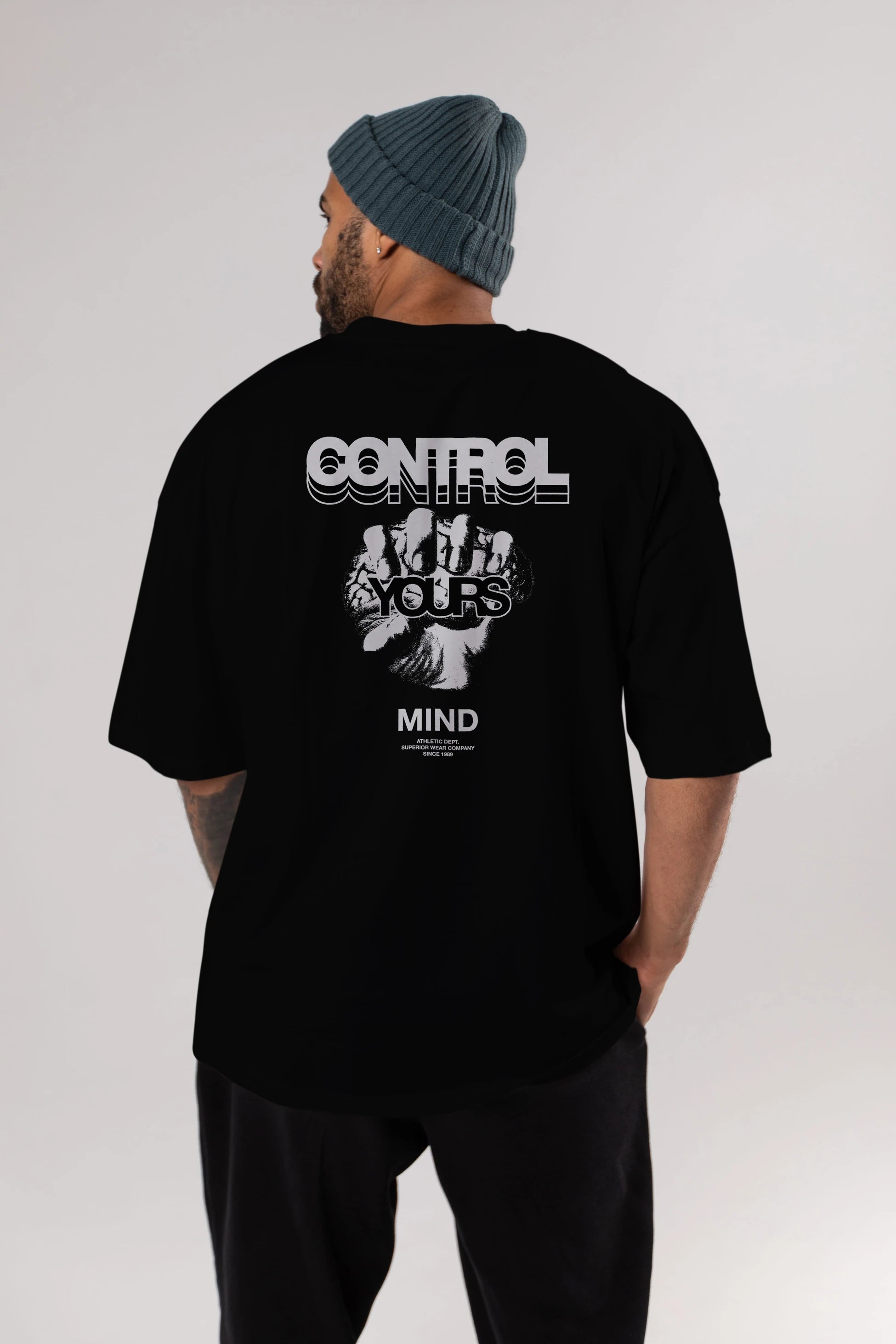 Control Your Mind Arka Baskılı Oversize t-shirt Erkek Kadın Unisex