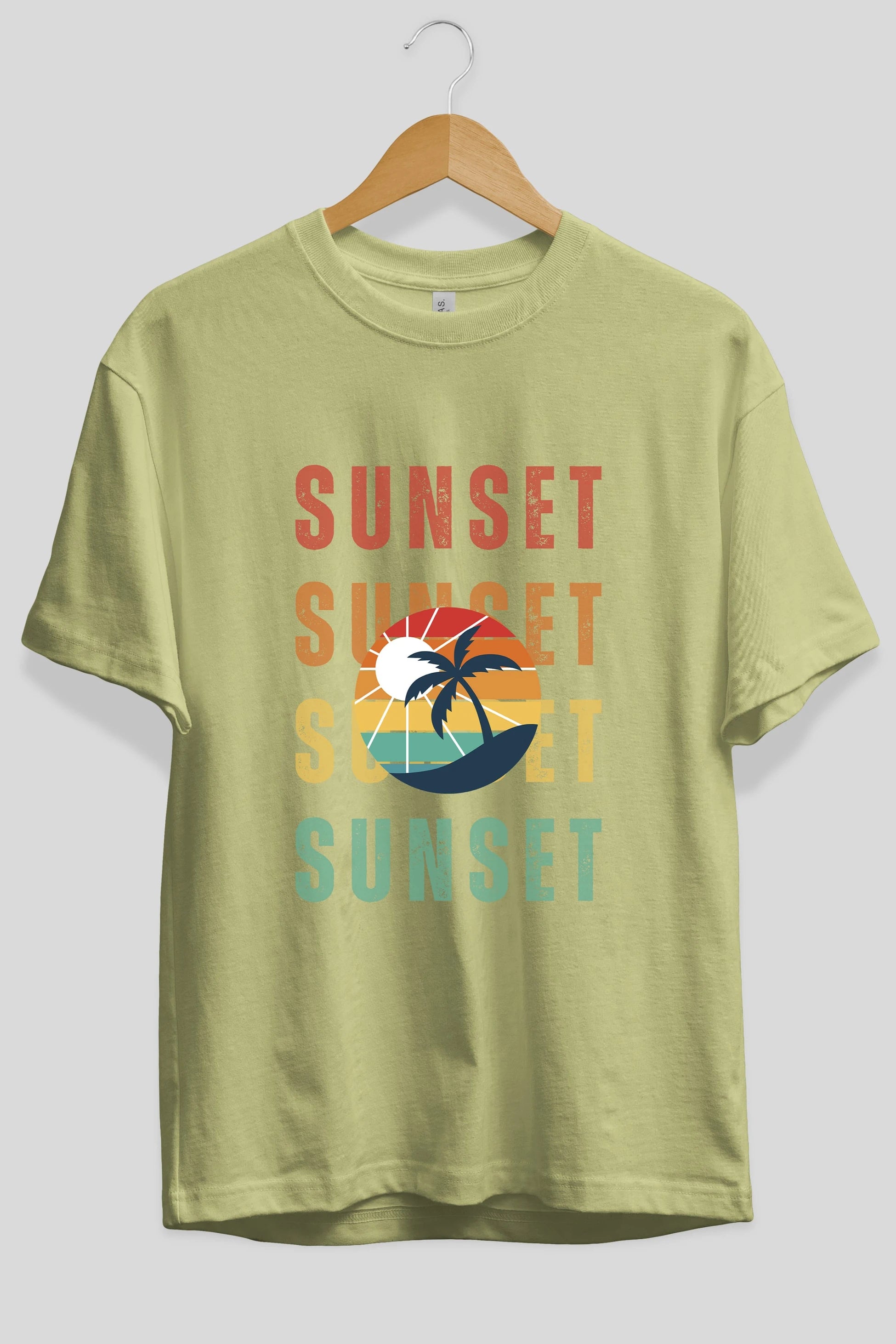 Sunset Yazılı Ön Baskılı Oversize t-shirt Erkek Kadın Unisex