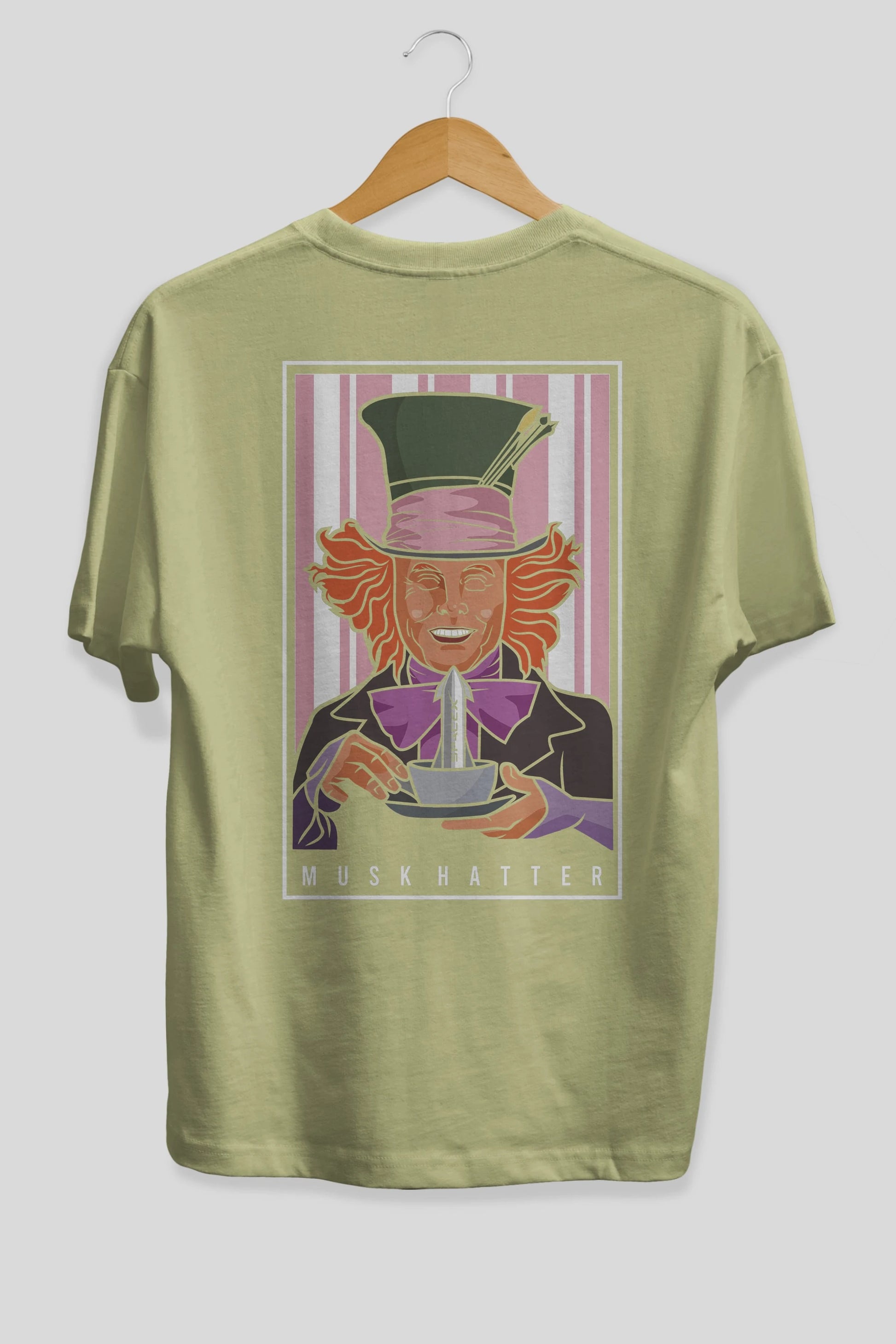 Mad Hatter Elon Musk Arka Baskılı Oversize t-shirt Erkek Kadın Unisex %100 Pamuk tişort