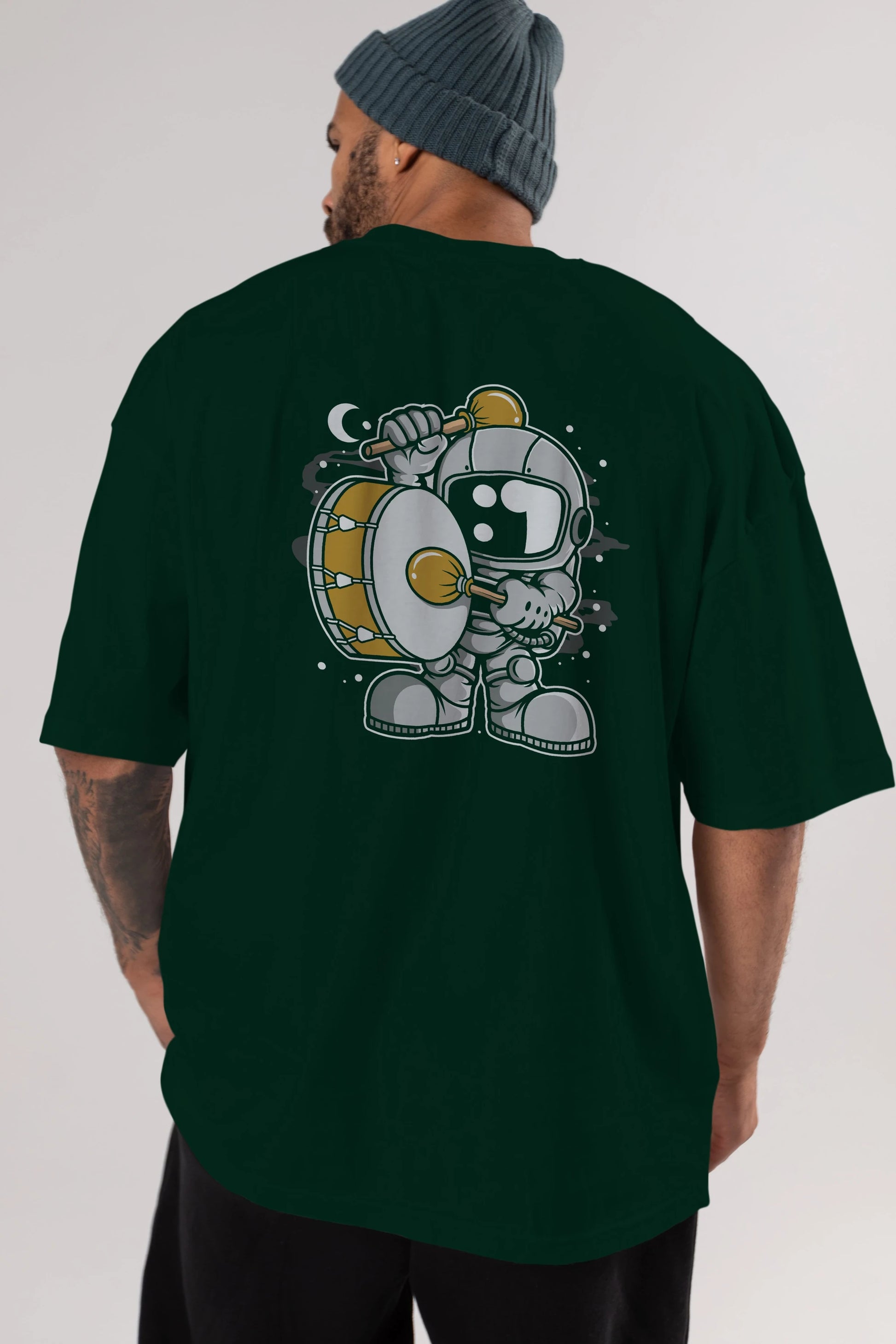 Astronaut Marching Band Arka Baskılı Oversize t-shirt Erkek Kadın Unisex