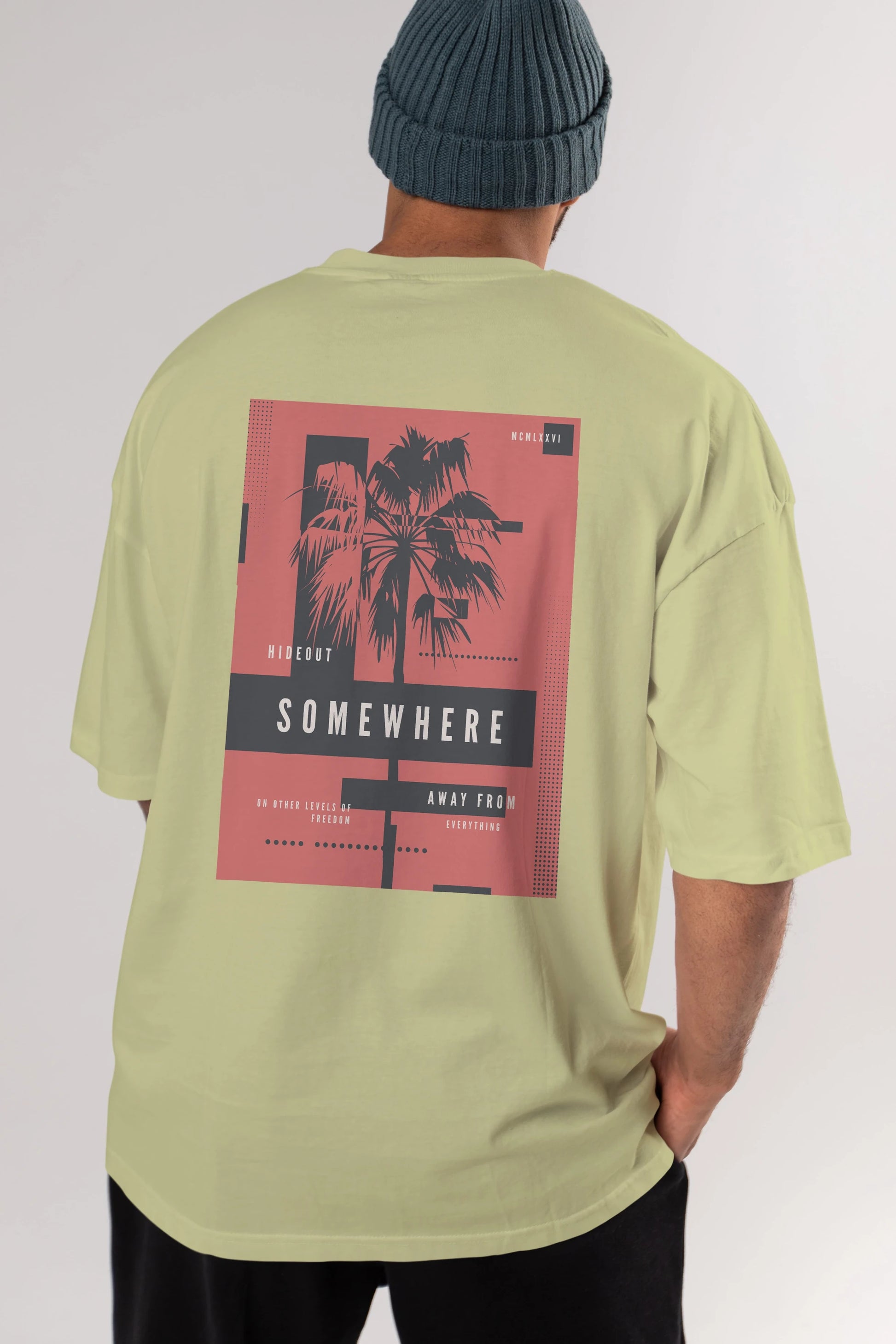 Hideout Somewhere Arka Baskılı Oversize t-shirt Erkek Kadın Unisex