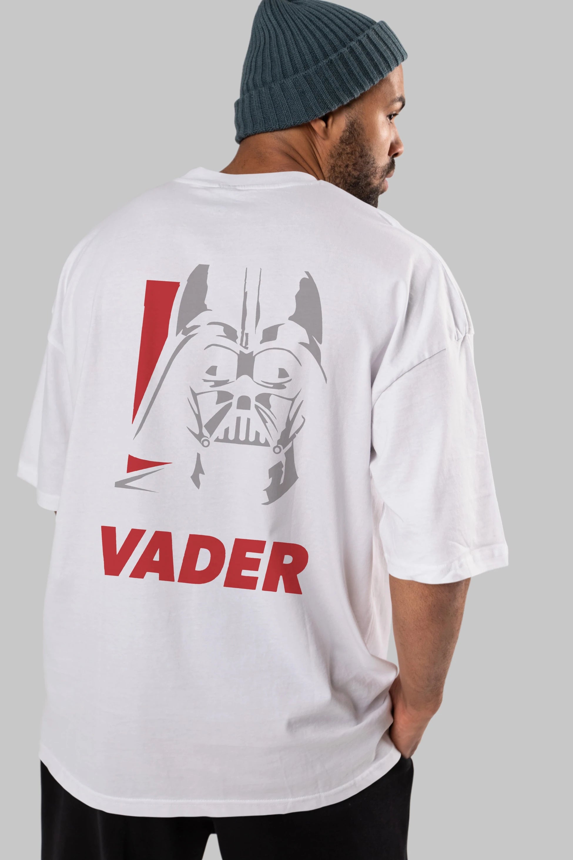 Darth Vader Arka Baskılı Oversize t-shirt Erkek Kadın Unisex %100 Pamuk Bisiklet Yaka tişort