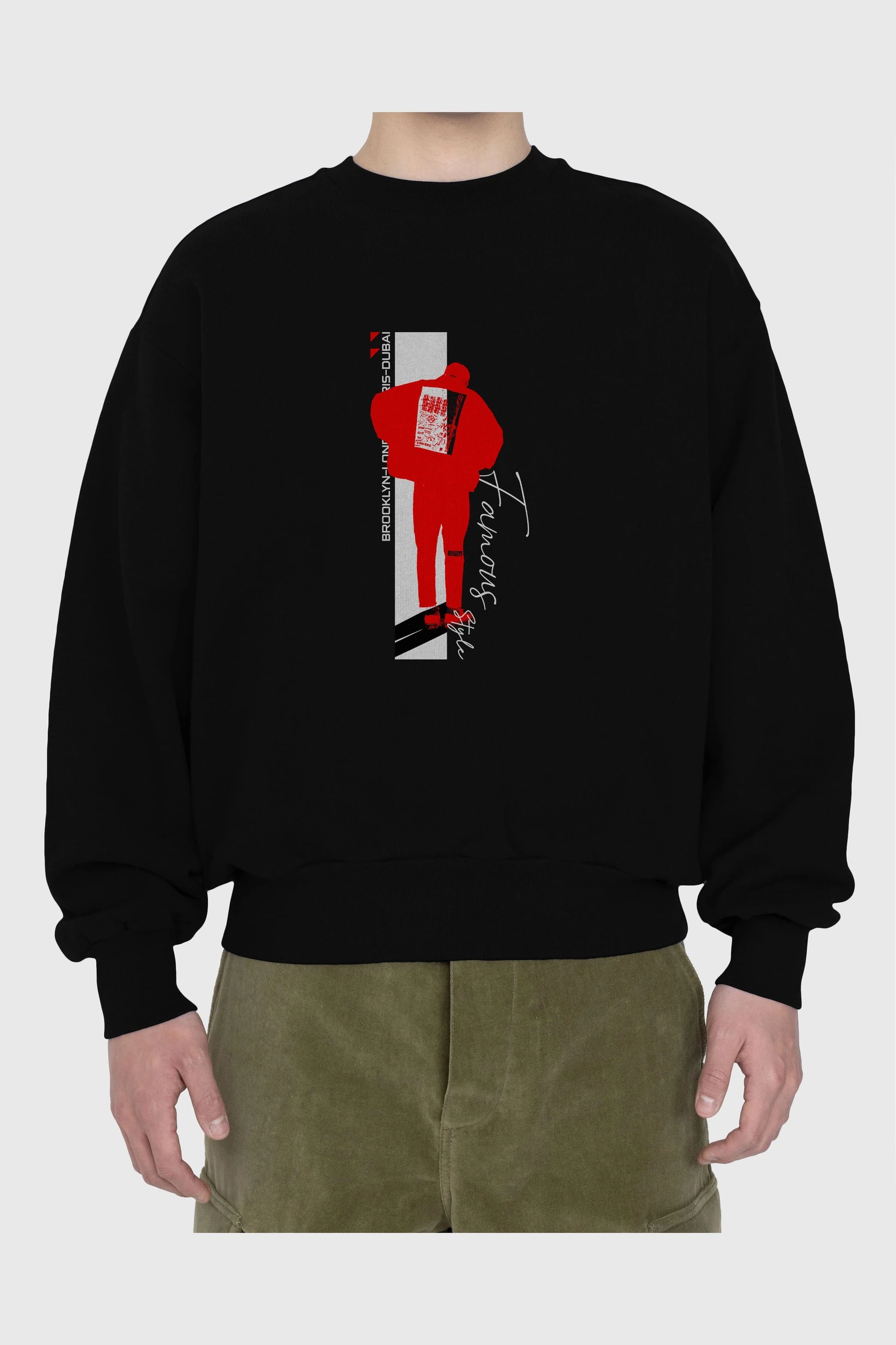 Brooklyn Style Ön Baskılı Oversize Sweatshirt Erkek Kadın Unisex