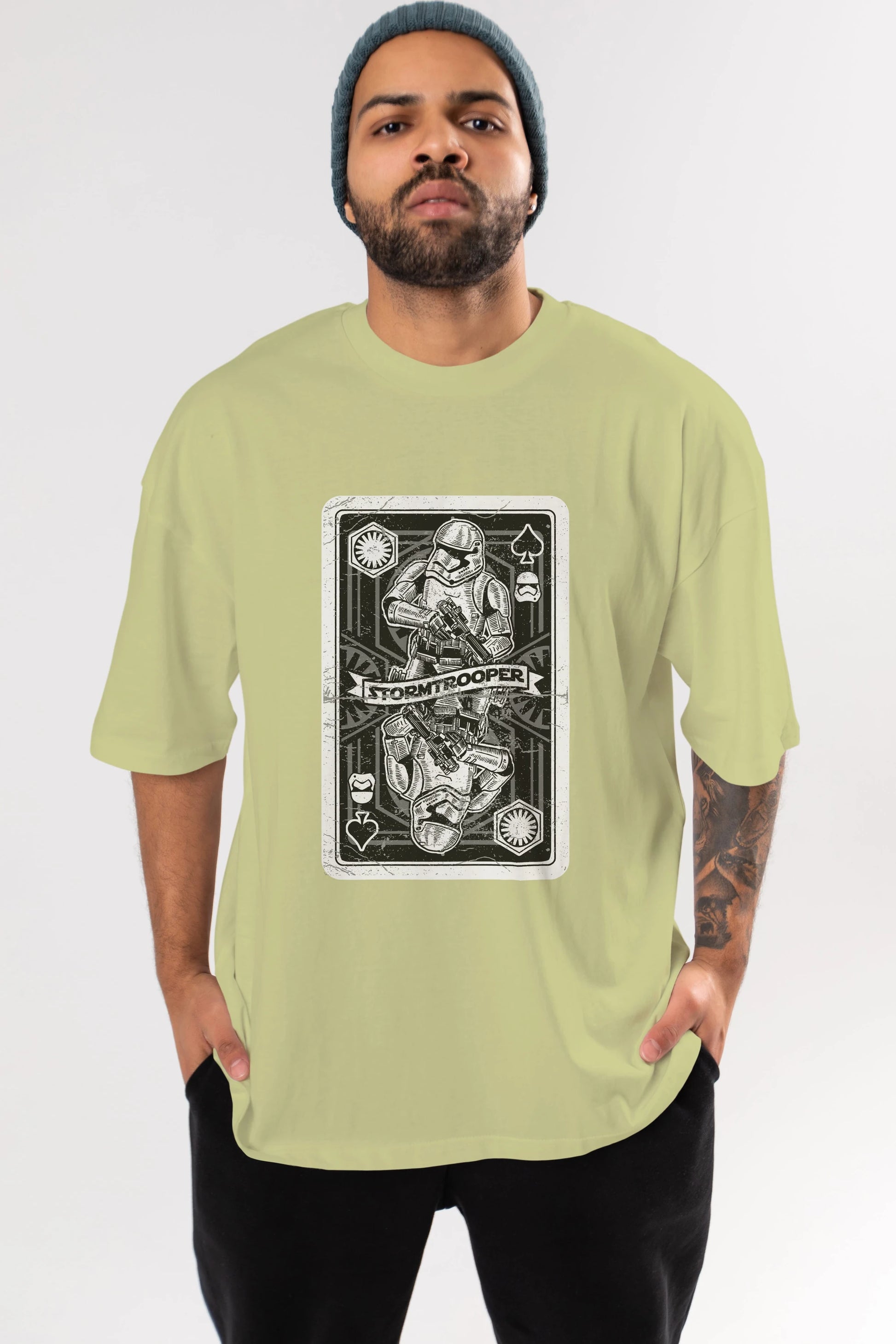 Stormtrooper Playing Card Ön Baskılı Oversize t-shirt Erkek Kadın Unisex %100 Pamuk tişort