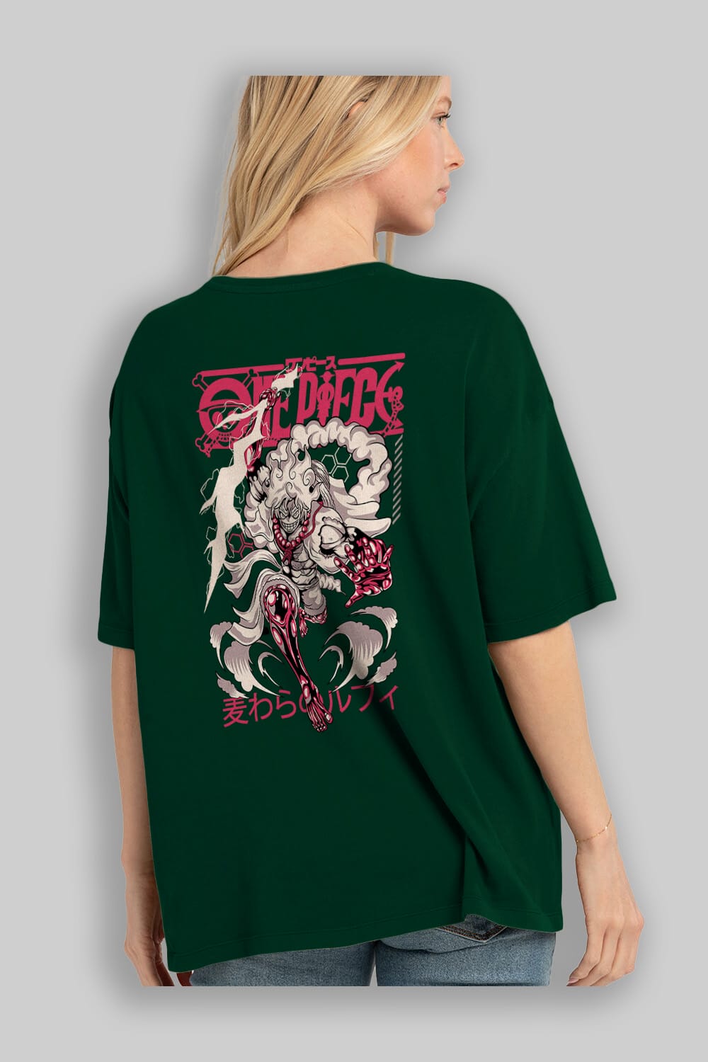MONKEY D. LUFF-ONE PIECE 1 Anime Arka Baskılı Oversize t-shirt Erkek Kadın Unisex