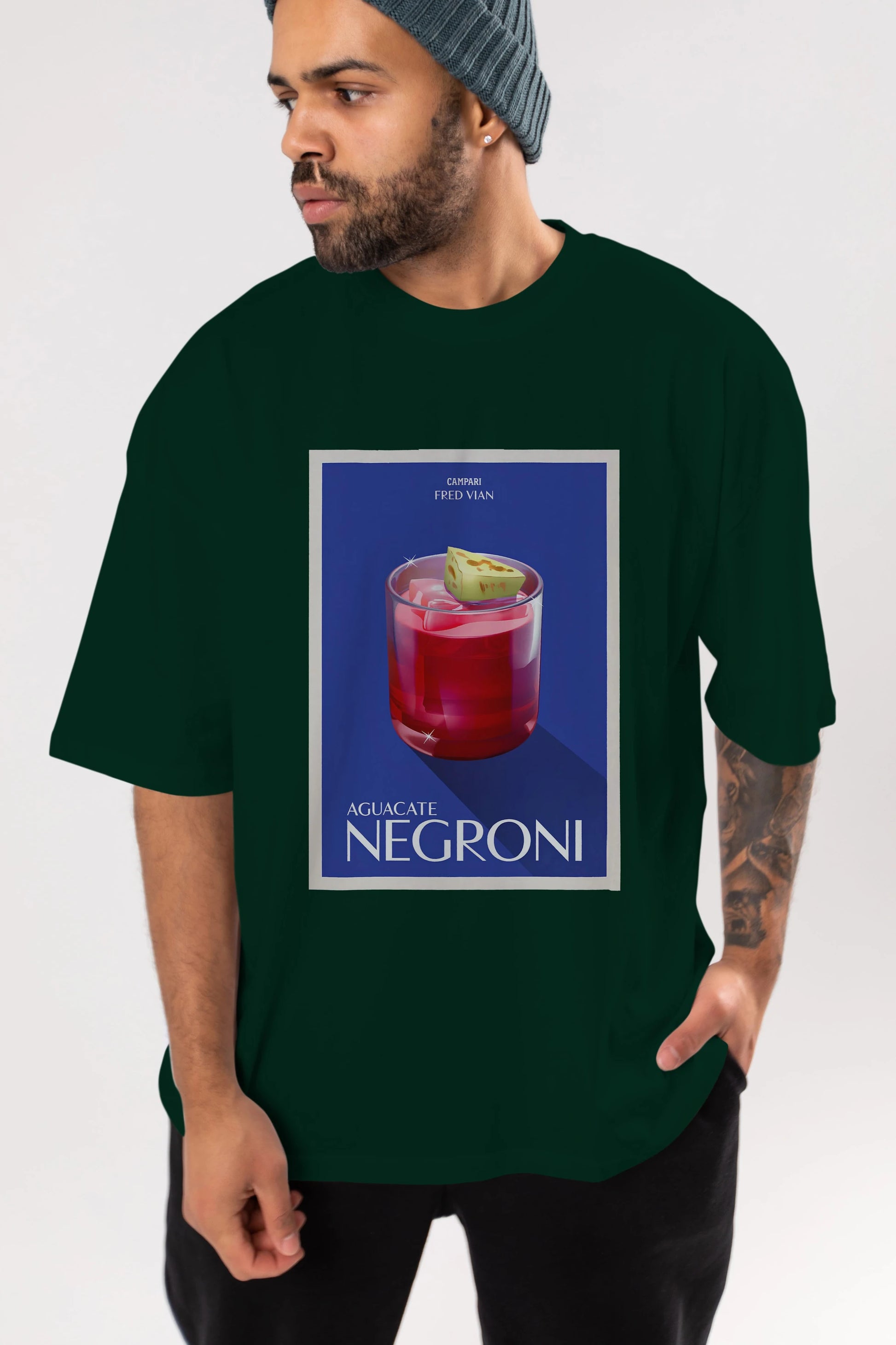 Aguacate Negroni Ön Baskılı Oversize t-shirt Erkek Kadın Unisex %100 Pamuk Bisiklet Yaka tişort