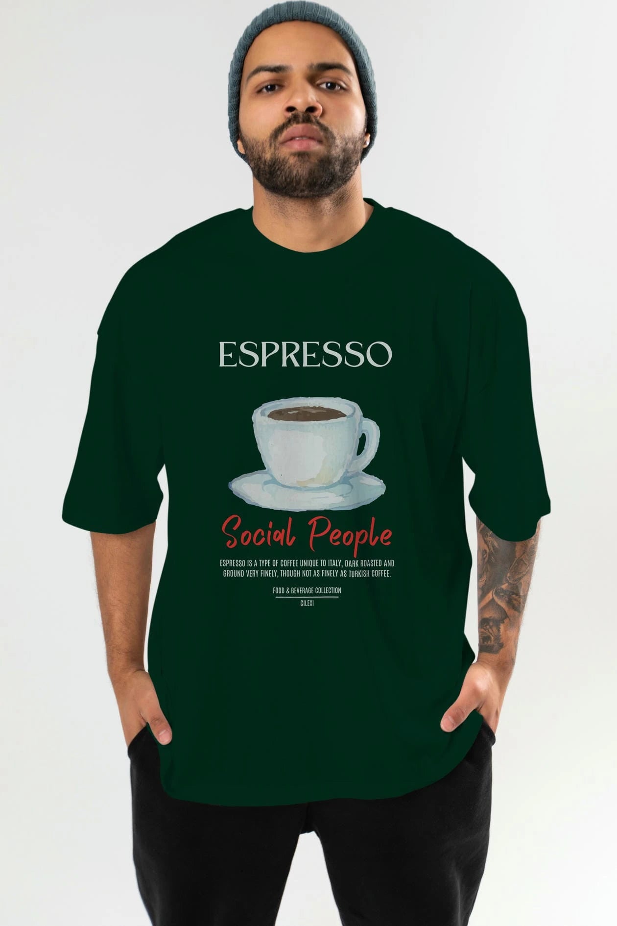 Espresso Kokteyl Serisi ön Baskılı Oversize t-shirt Erkek Kadın %100 Pamuk Bisiklet Yaka tişort