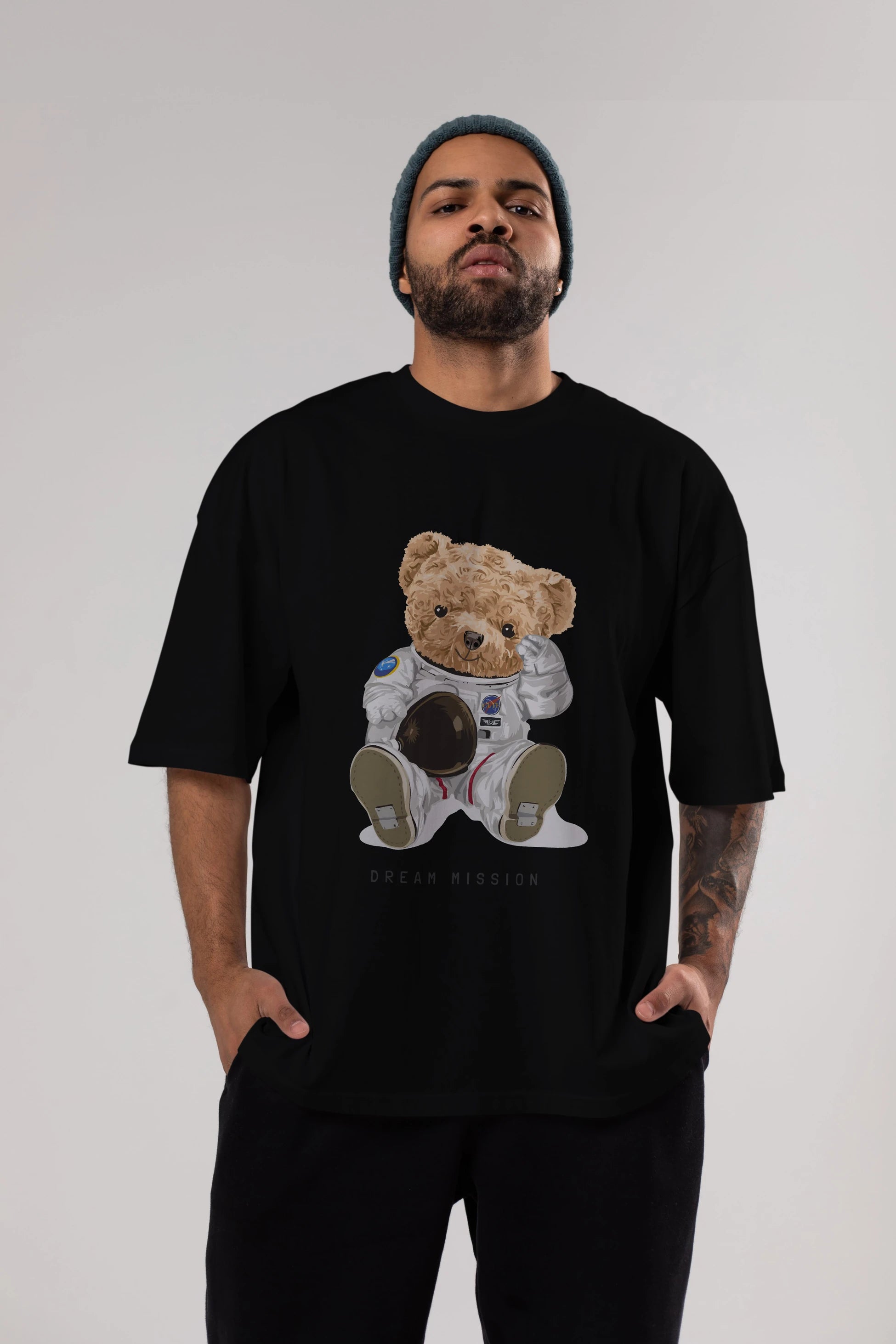 Teddy Bear Asrtonot Ön Baskılı Oversize t-shirt Erkek Kadın Unisex %100 Pamuk