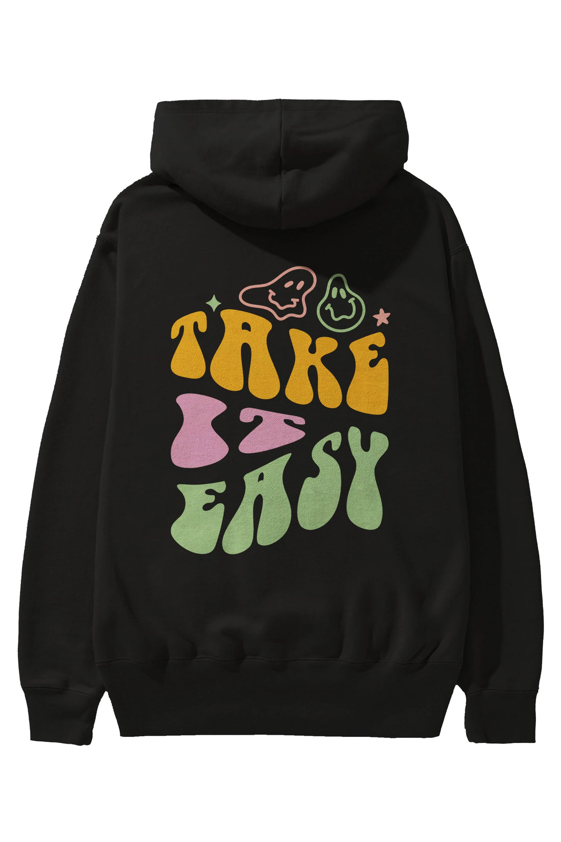 Take it Easy Yazılı Arka Baskılı Oversize Hoodie Kapüşonlu Sweatshirt Erkek Kadın Unisex