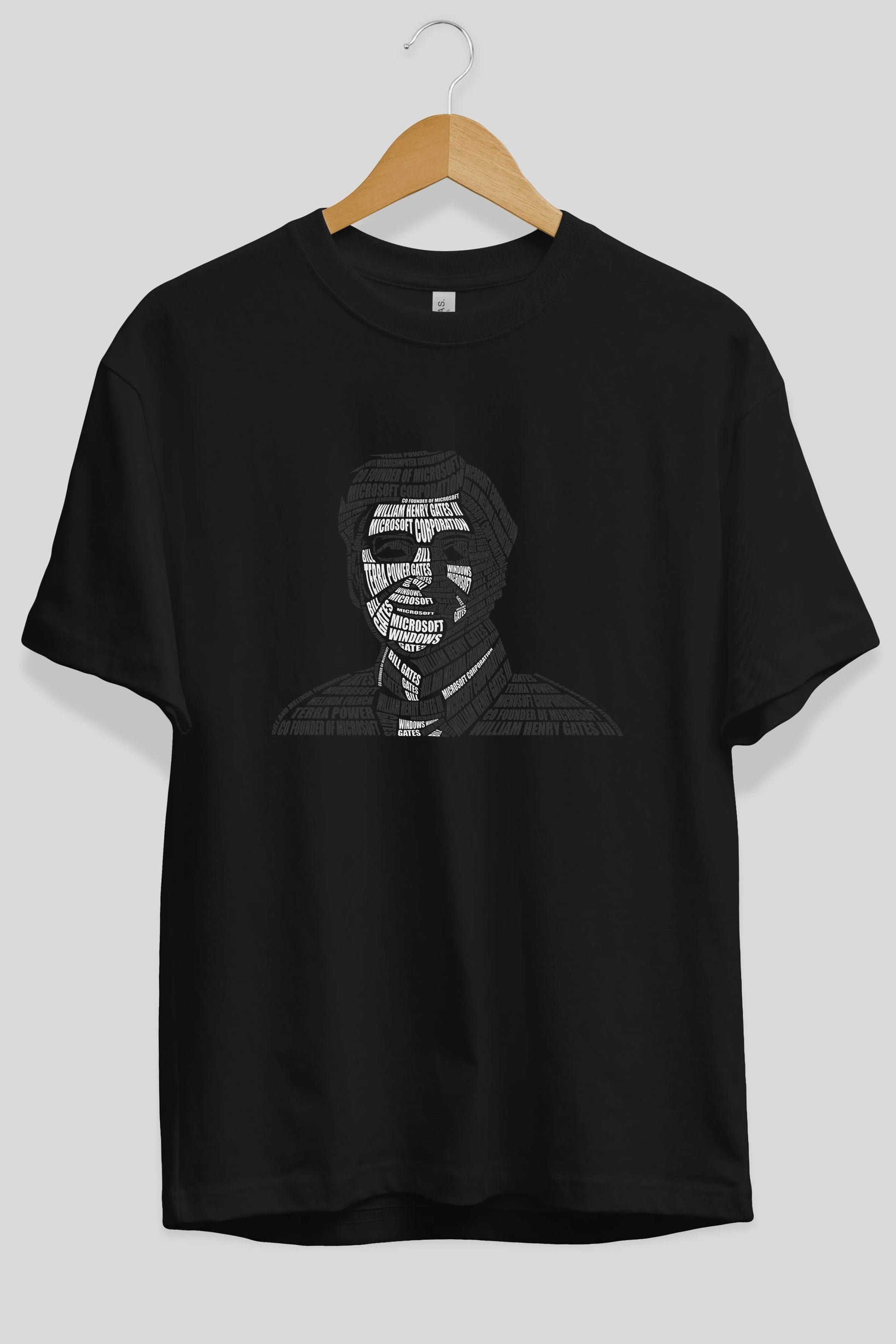 Bill Gates Calligram Ön Baskılı Oversize t-shirt %100 pamuk Erkek Kadın Unisex