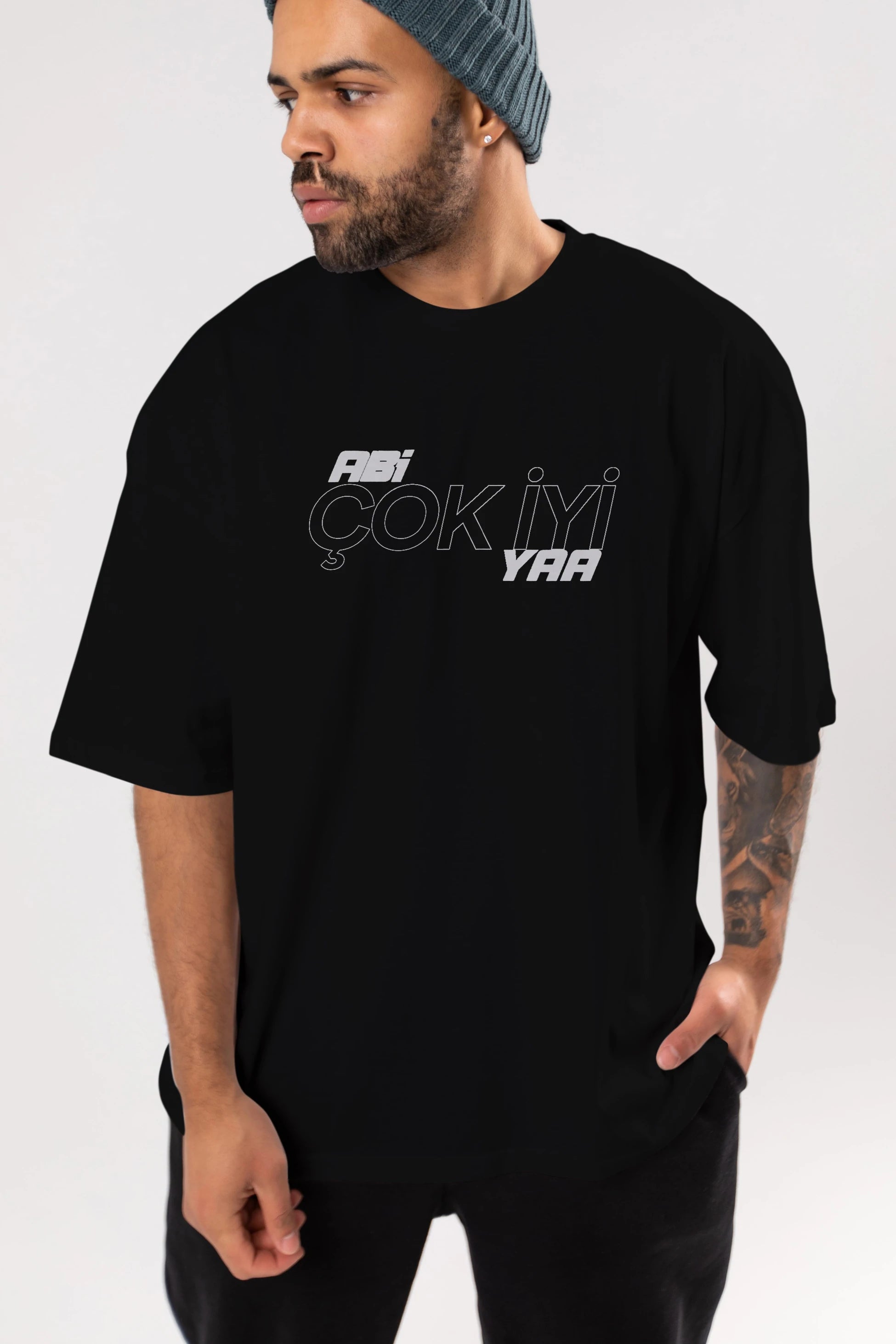 Abi Çok İyi Ya Ön Baskılı Oversize t-shirt %100 pamuk Erkek Kadın Unisex
